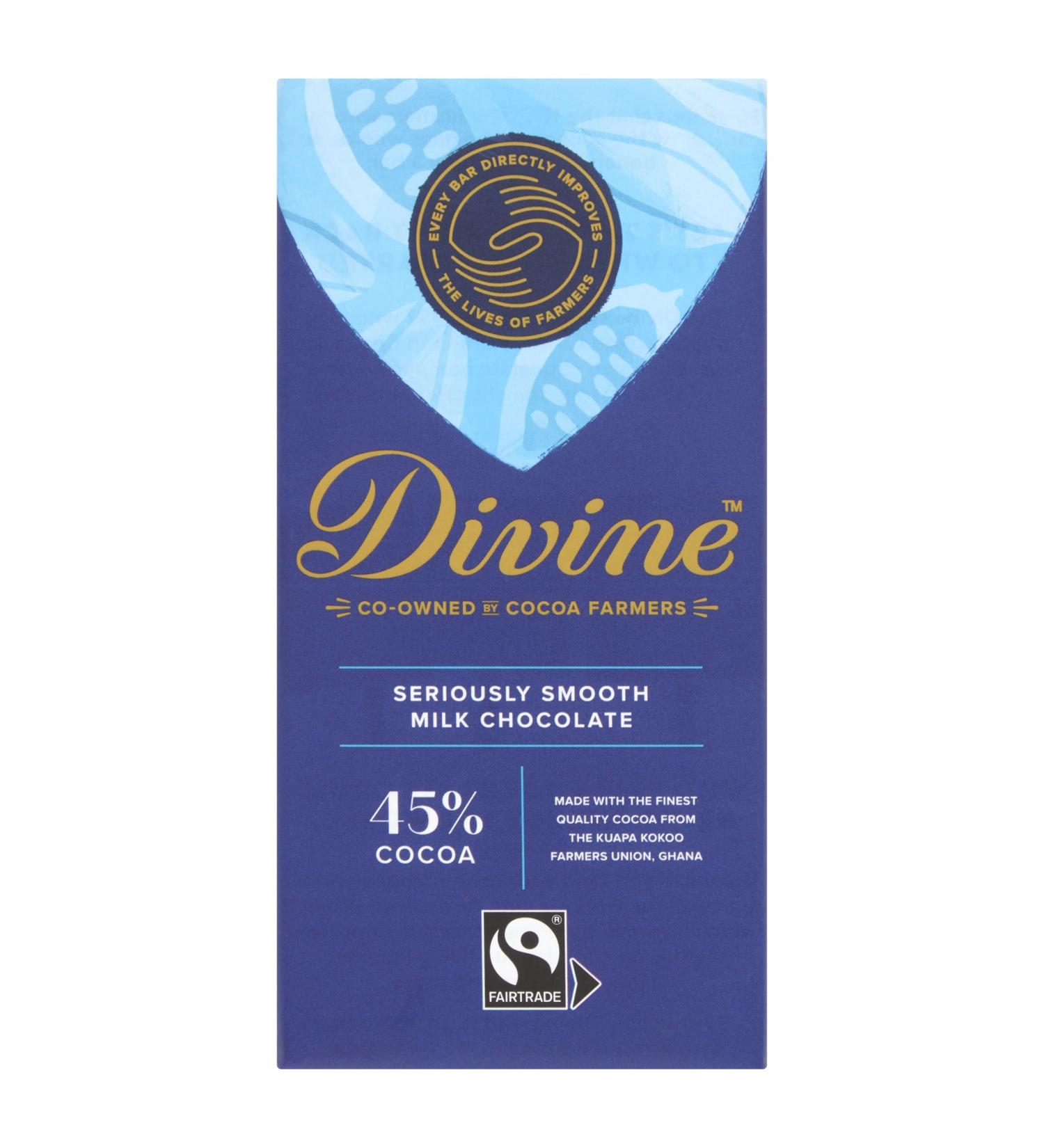 Divine Fairtrade Milk Chocolate Bar 100g 45% Milk