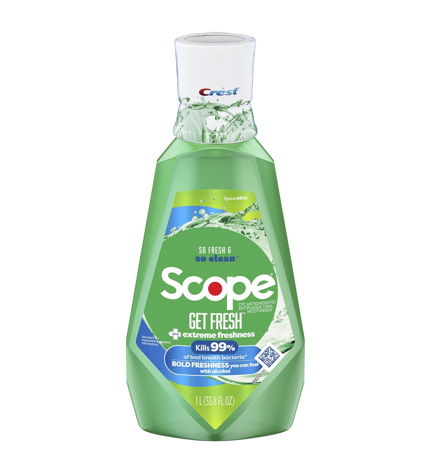 Crest Scope Get Fresh Mouthwash 1L - Alcohol-Free, Fights Plaque & Gingivitis, Spearmint - Buy Online on GoSupps.com