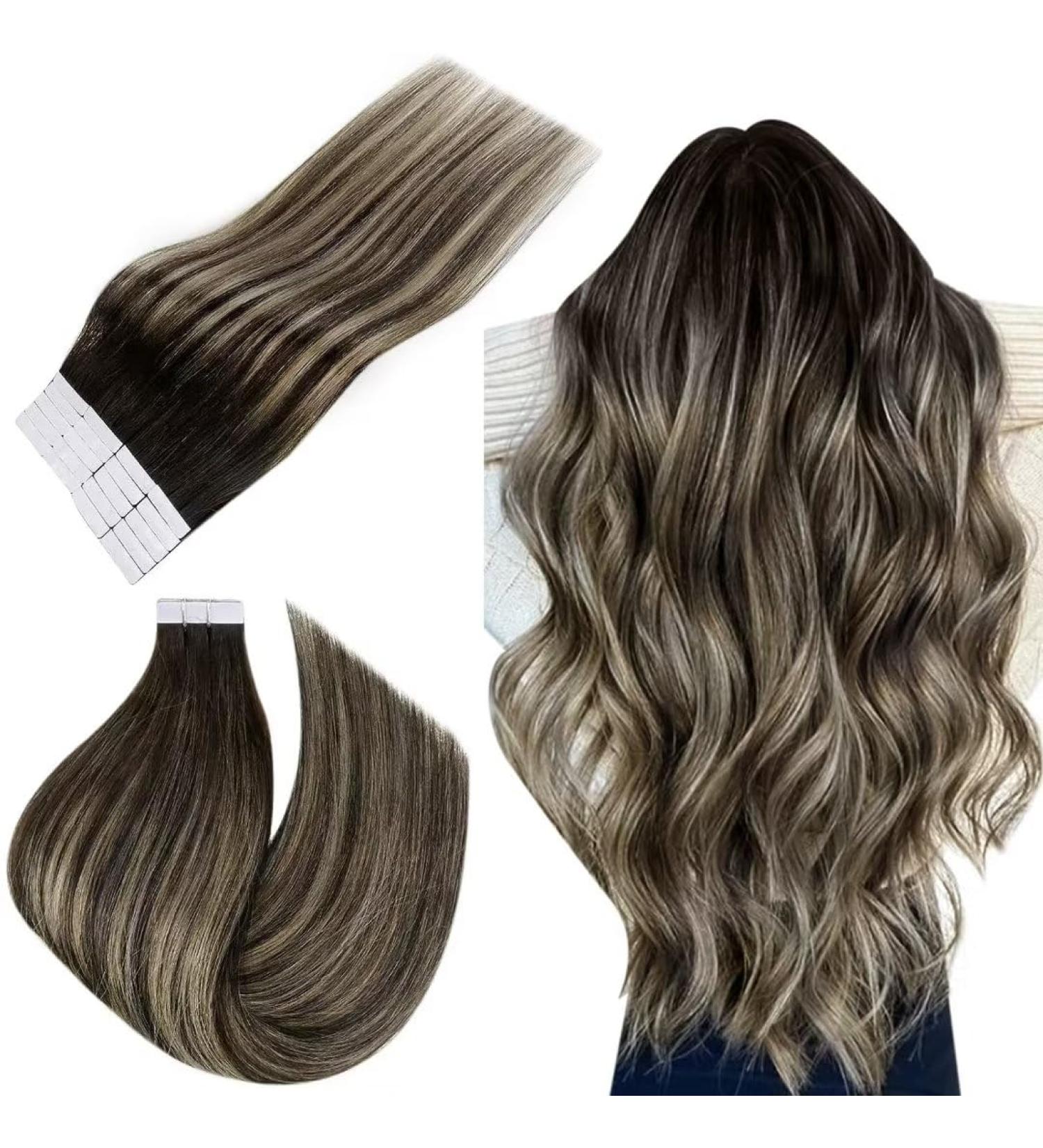Easyouth Ombre Tape in Human Hair Extensions - Black Balayage 12 Inch 30g 20Pcs #1B/27/1B - Buy Online on GoSupps.com