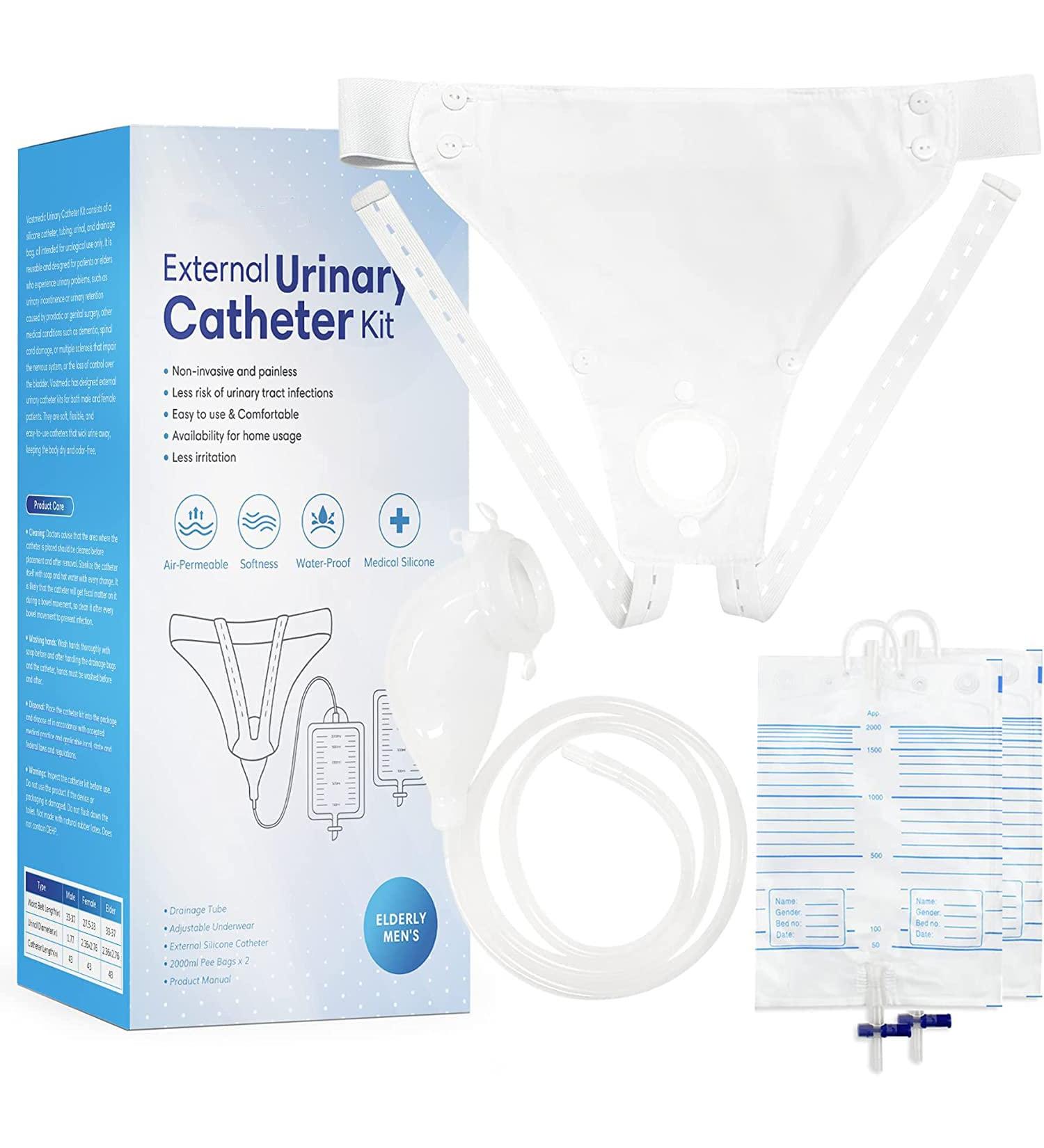 UrinMed External Catheter for Men - 2 Urine Bags Included (2000 ML) - Incontinence Management Kit for Bedridden Men - Buy Online on GoSupps.com