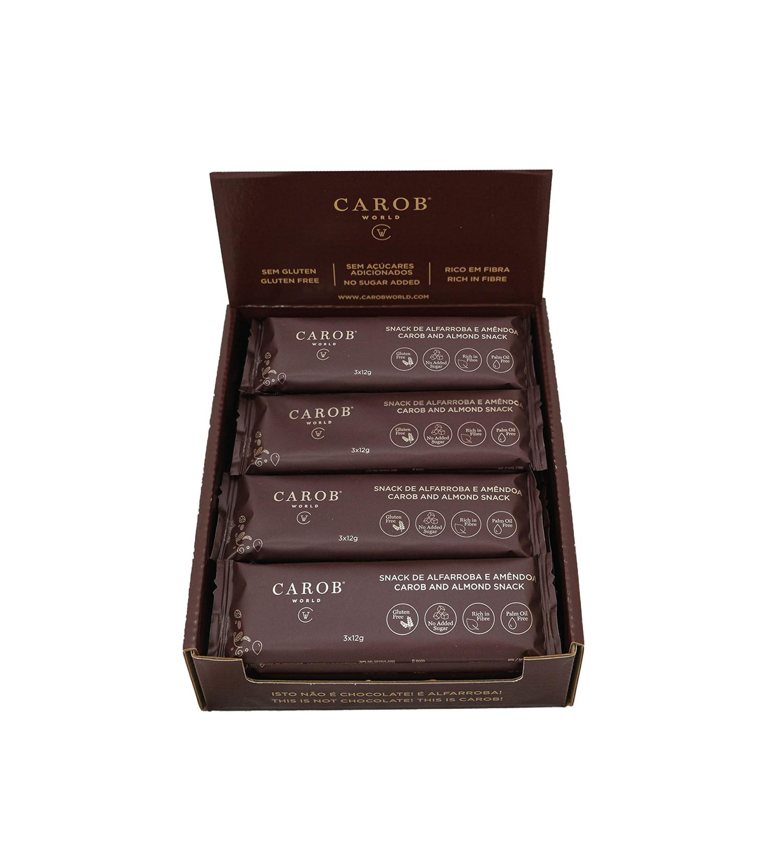 Carob and Almond Snack | Gluten-free Sugar-free and Vegan | Pack of 20 Units (20 x 36g) - Buy Online on GoSupps.com