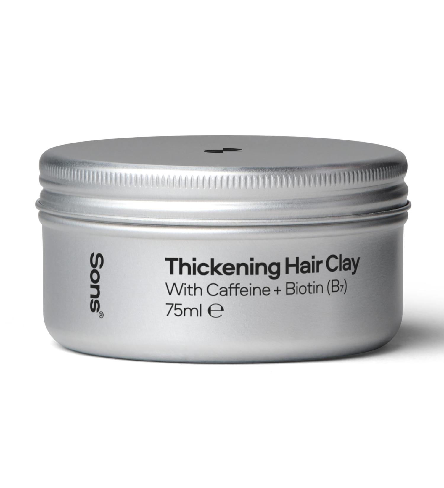 Sons Hair Thickening Clay for Men, Caffeine & Biotin Hair Styling Pomade, Promotes Growth & Thickening, Leave-in Treatment, Anti Hair Loss - 1 Month
