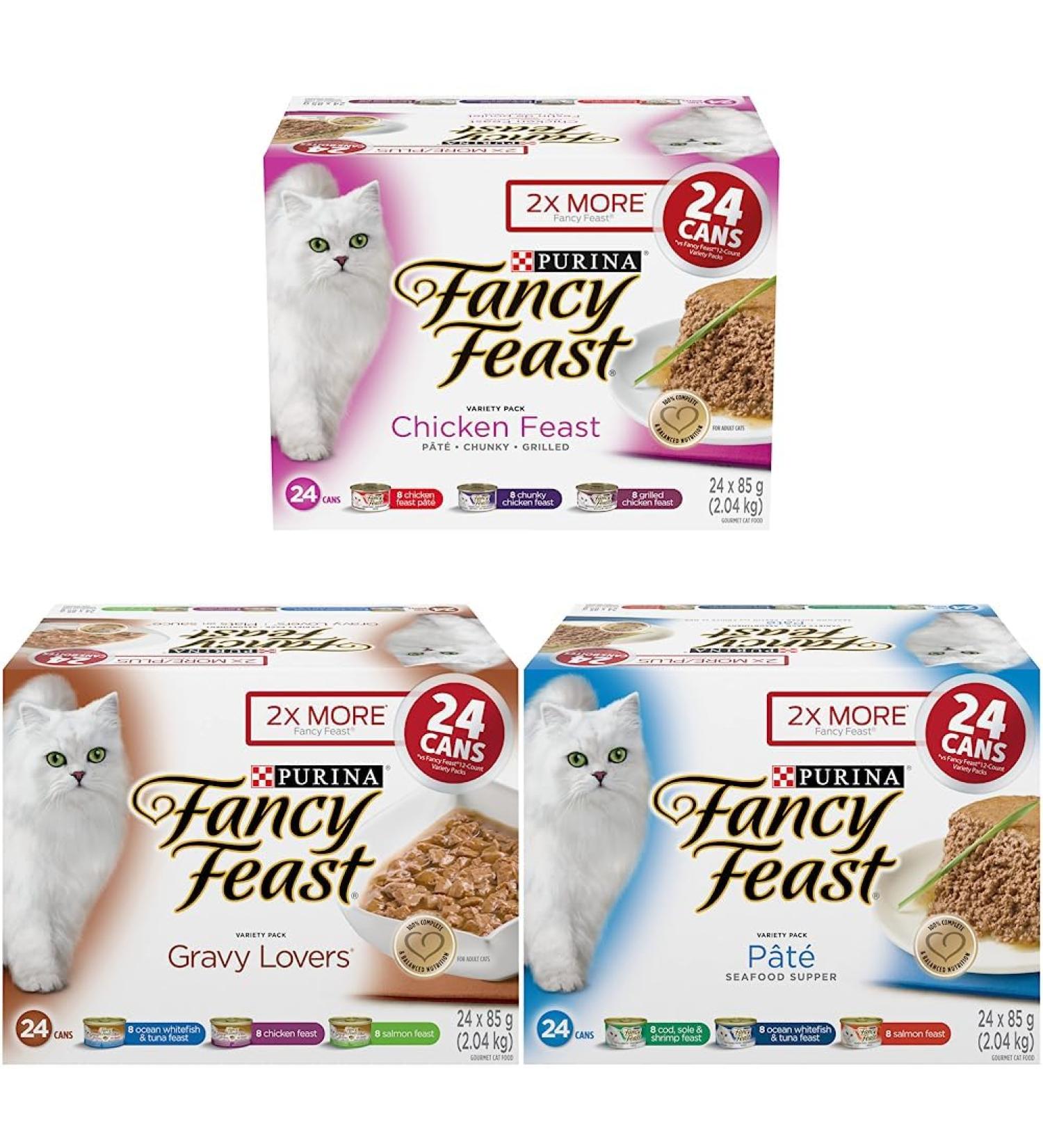 Fancy Feast Wet Cat Food Chicken Feast Variety Pack 85g & Fancy Feast Wet Cat Food Gravy Lovers Variety Pack 85 g & Fancy Feast Wet Cat Food Seafood Supper P t Variety Pack Cat Food+ Wet Cat Gravy Food+ Seafood Food - Buy Online on GoSupps.com