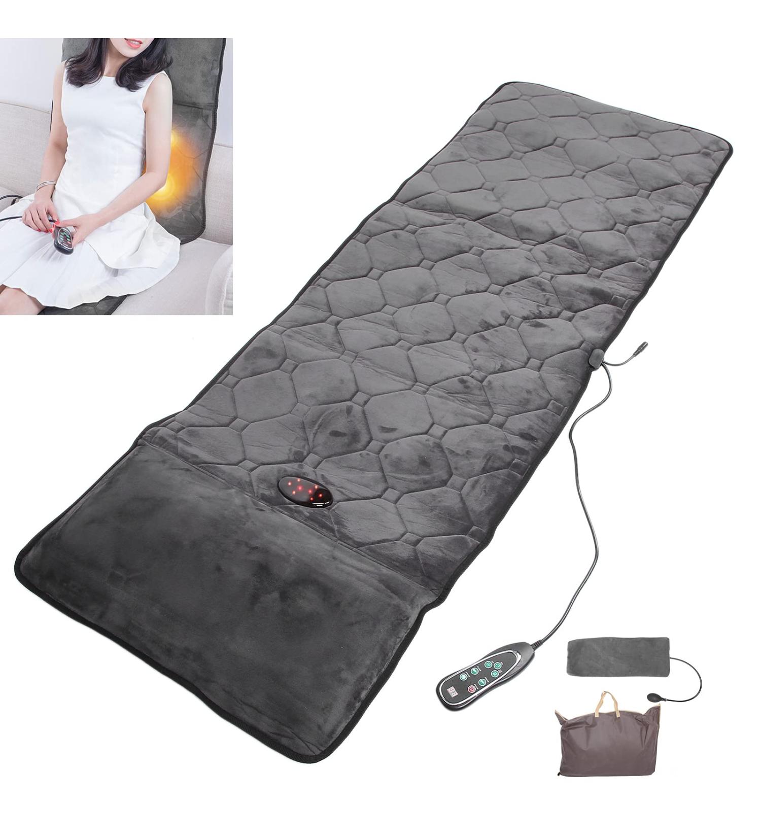 Electrically Heated Massage Mattress - Full-Body Shiatsu Pain Relief Pad with Hot Compress & Warming Lumbar Pillow (EU) - Buy Online on GoSupps.com