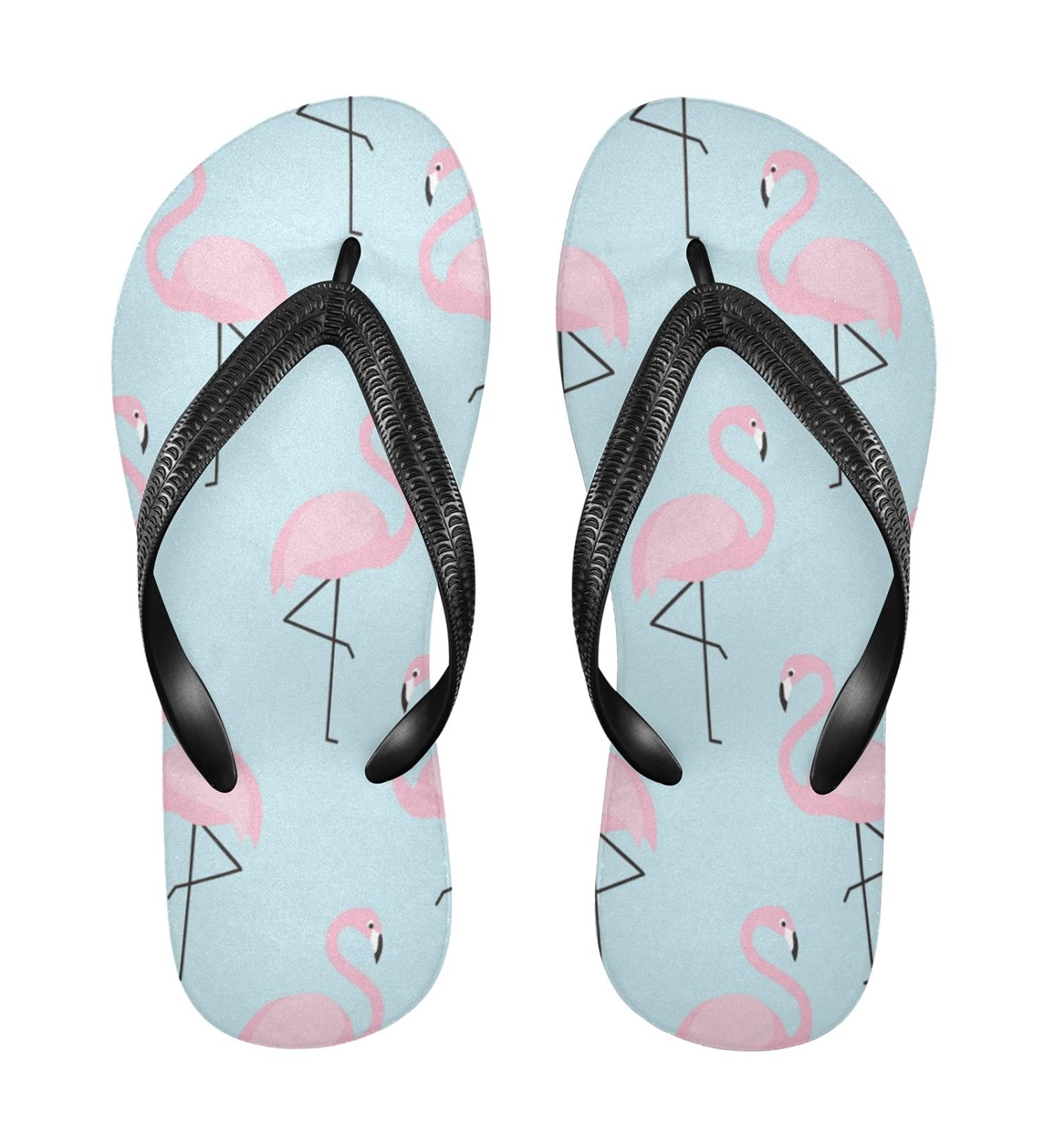 Shop Mnsruu Pink Flamingo Blue Flip Flops | Stylish Sandals & Slippers for Men & Women XS Multicolored for Home Spa & Travel - Buy Online on GoSupps.com