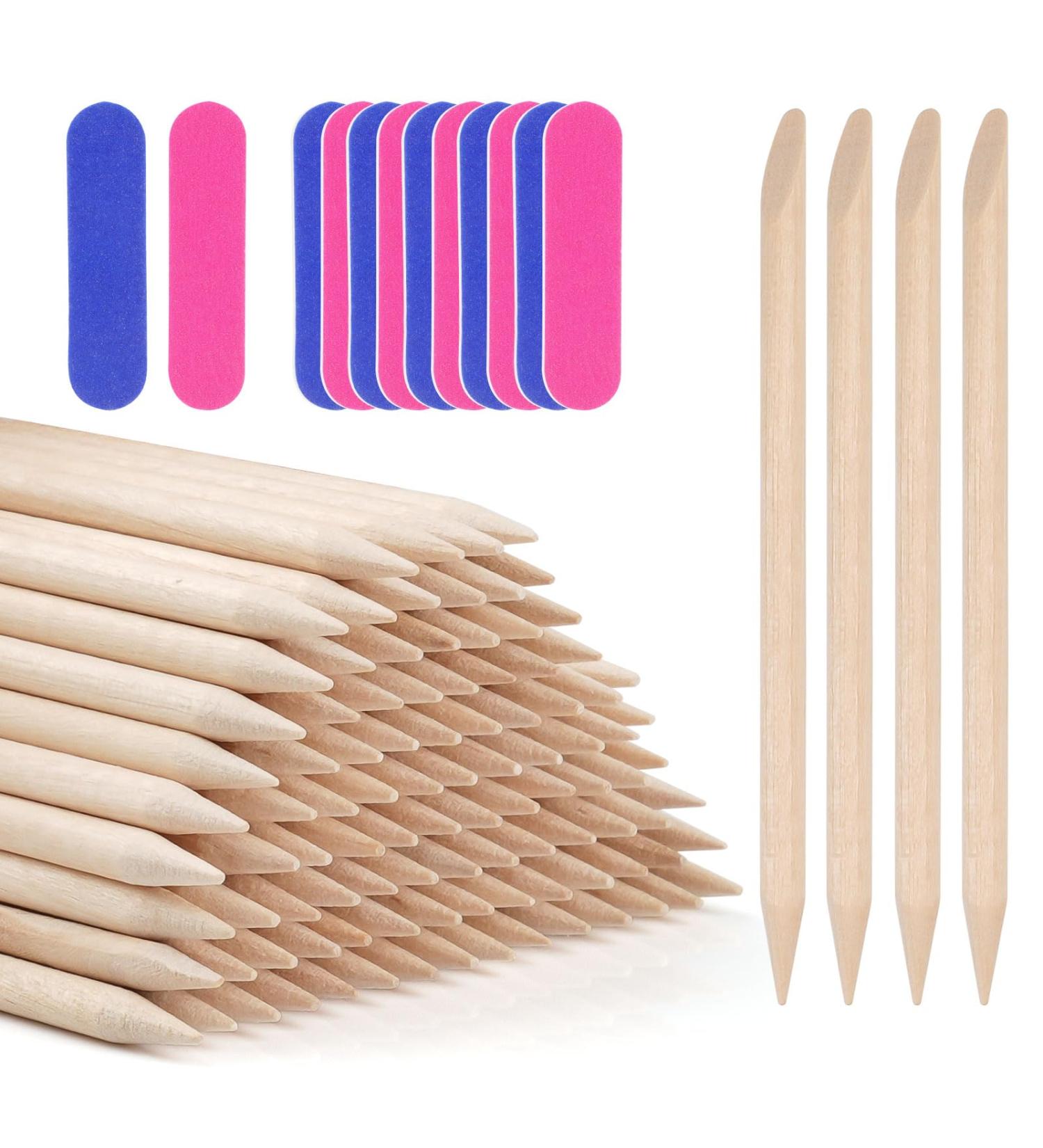 100 Rose Wooden Stick Manicure Set - Double-Sided Orange Wood Sticks for Nail Care & Pedicure Art - Buy Online on GoSupps.com