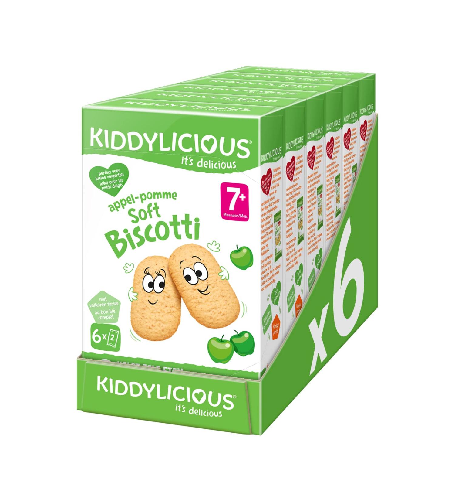 Kiddylicious Soft Biscotti Apple | From 7 Months | Soft Wheat Cookies | 6 Packs of 120g (6 Sachets of 20g) | 720g - Buy Online on GoSupps.com