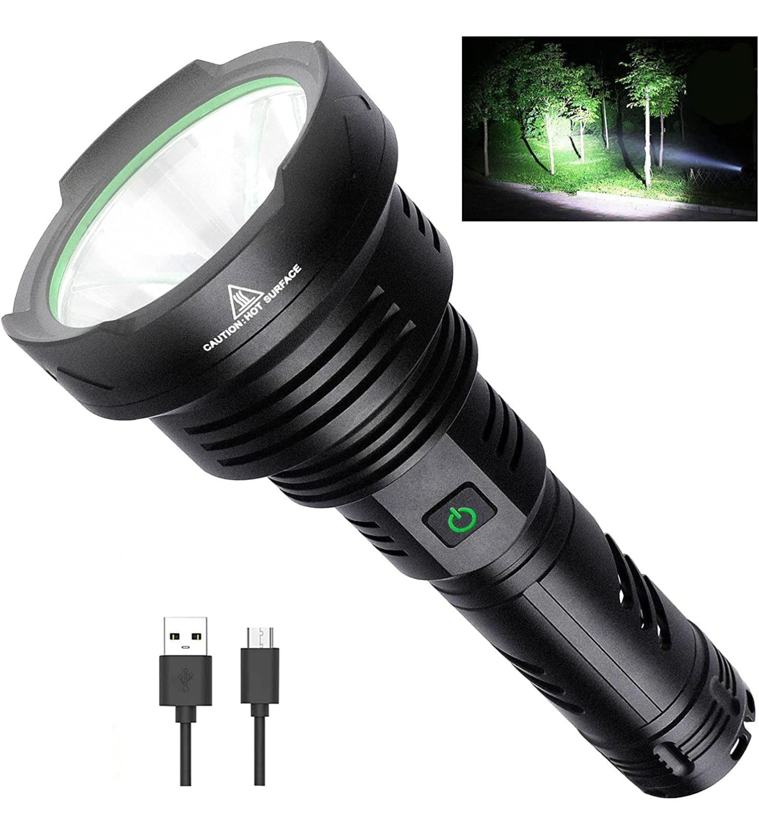 Lyting USB Rechargeable 150000 Lumens Super Bright Flashlight | 5 Modes, IPX7 Waterproof | Powerful Flash Light for Emergencies & Camping - Black - Buy Online on GoSupps.com