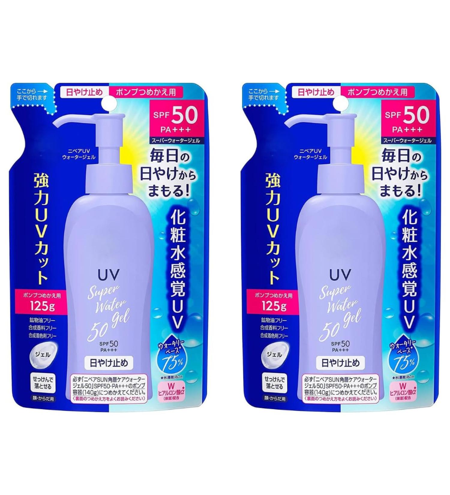 Japanese Sunscreen SPF 50/PA+++ Super Water Gel 4.22floz(125g) Refill Pack of 2 - Buy Online on GoSupps.com