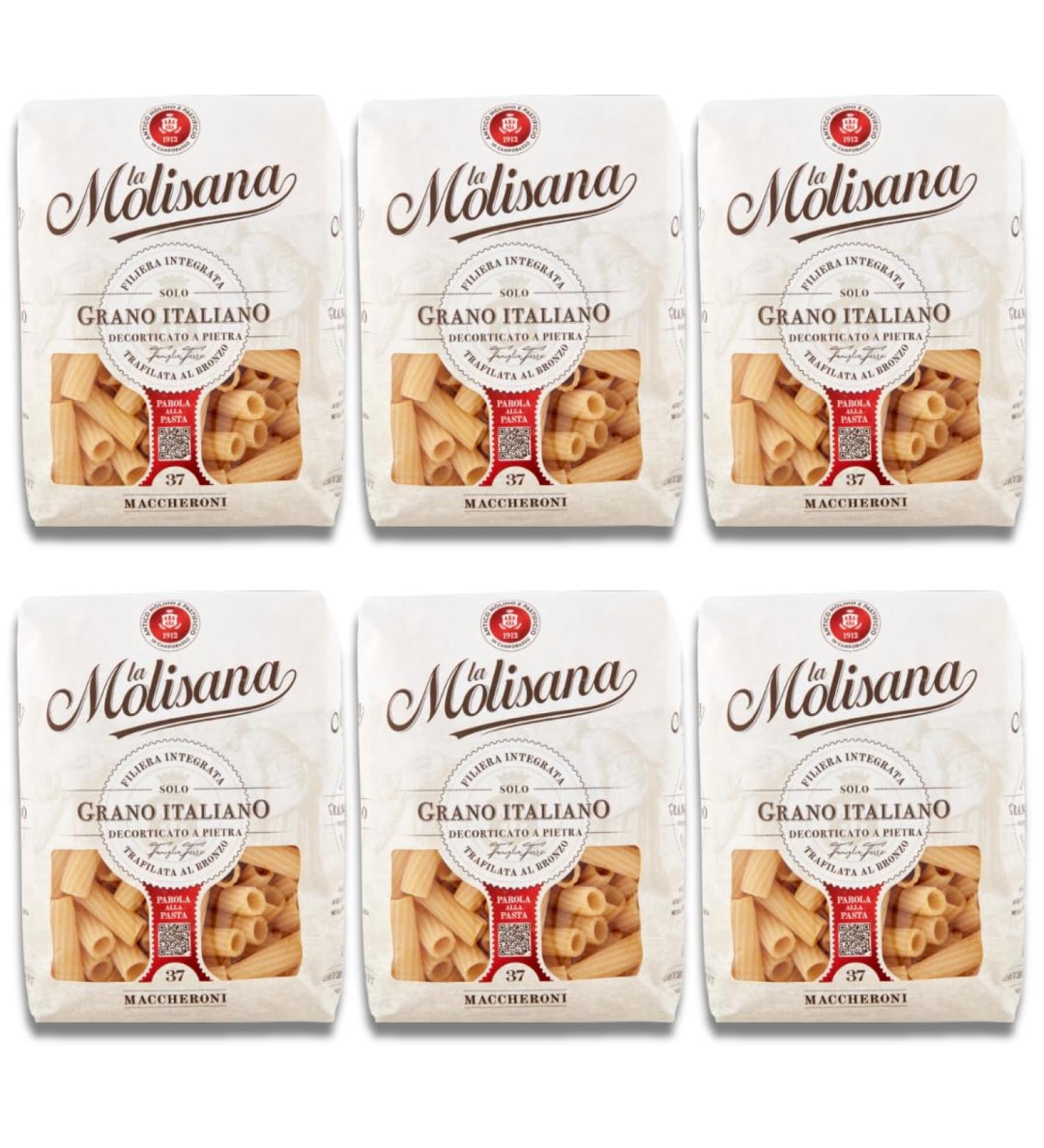 La Molisana Macaroni Pasta N.37 500g | Premium Maccaroni Pasta From Italy (6x500g)