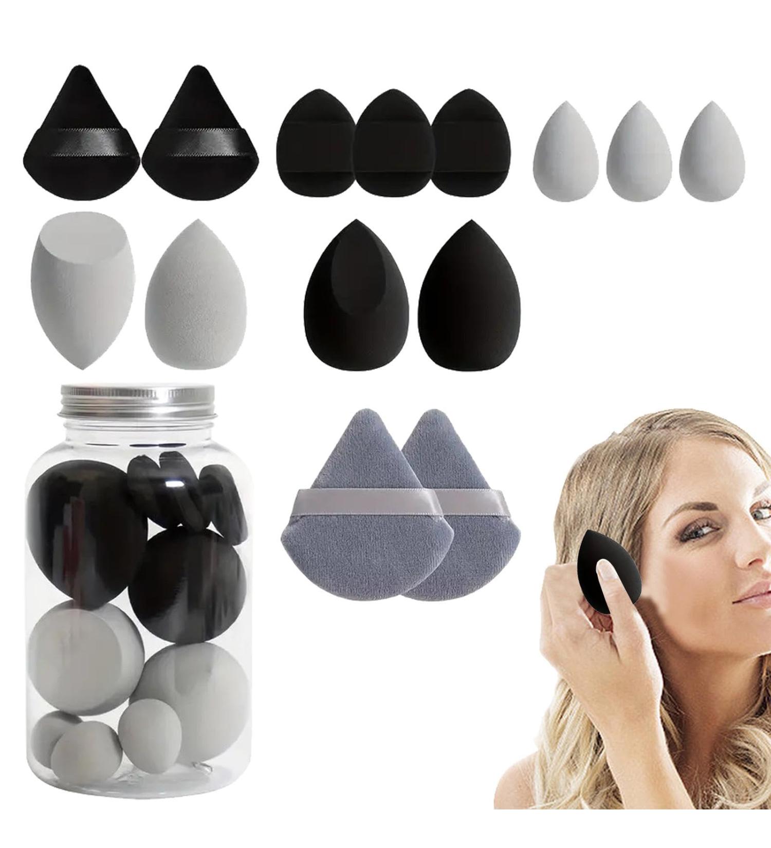 Makeup Puff | Makeup Puff Sponge Set Portable Concealer Sponge Facial Makeup Tools for Blending Foundation Cream Black - Buy Online on GoSupps.com