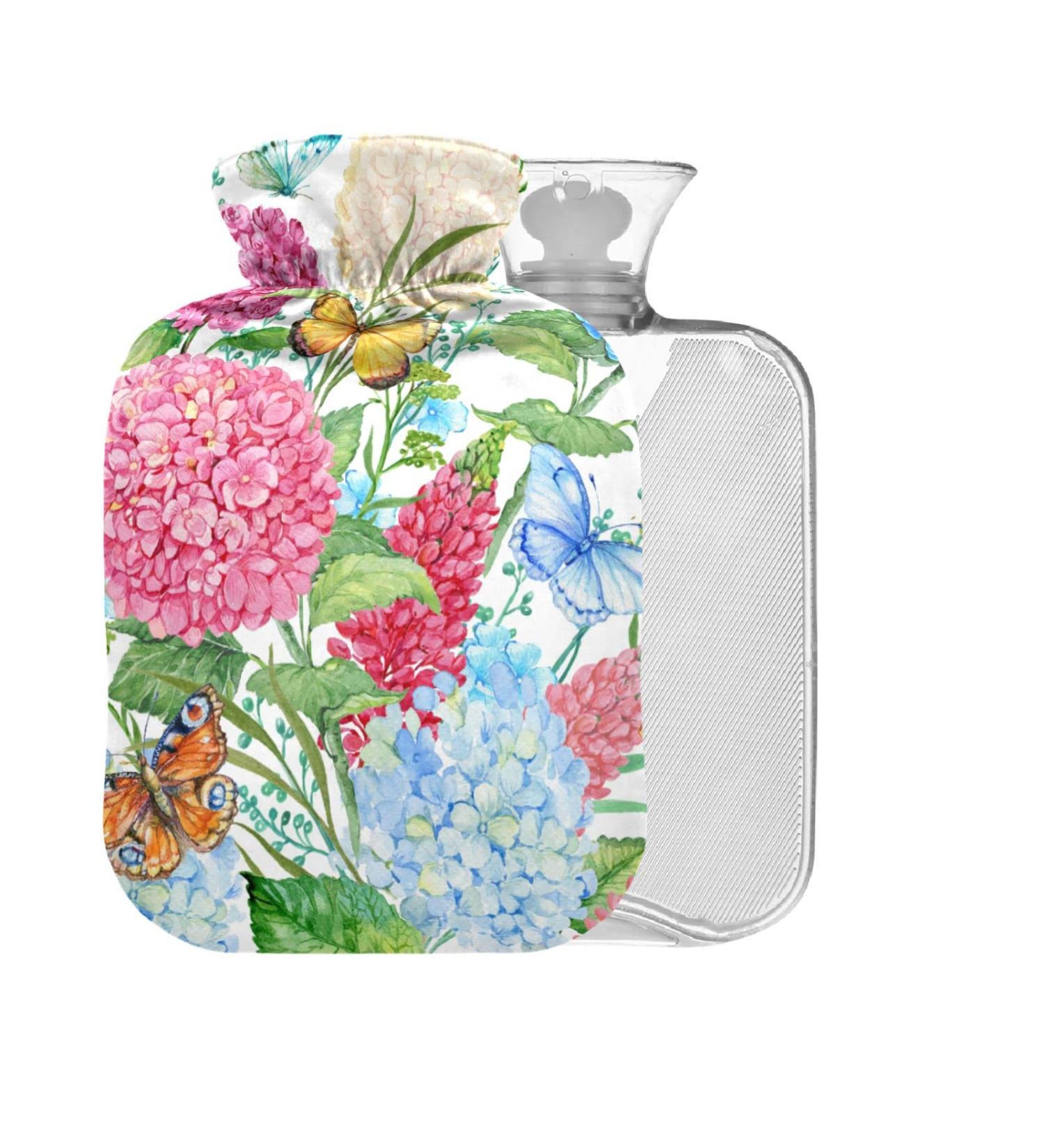 Heat Bottle with Watercolor Flowers & Butterfly | 1L Warm-Up Bag for Pain Relief - Ideal for Bed Hands & Feet - Buy Online on GoSupps.com