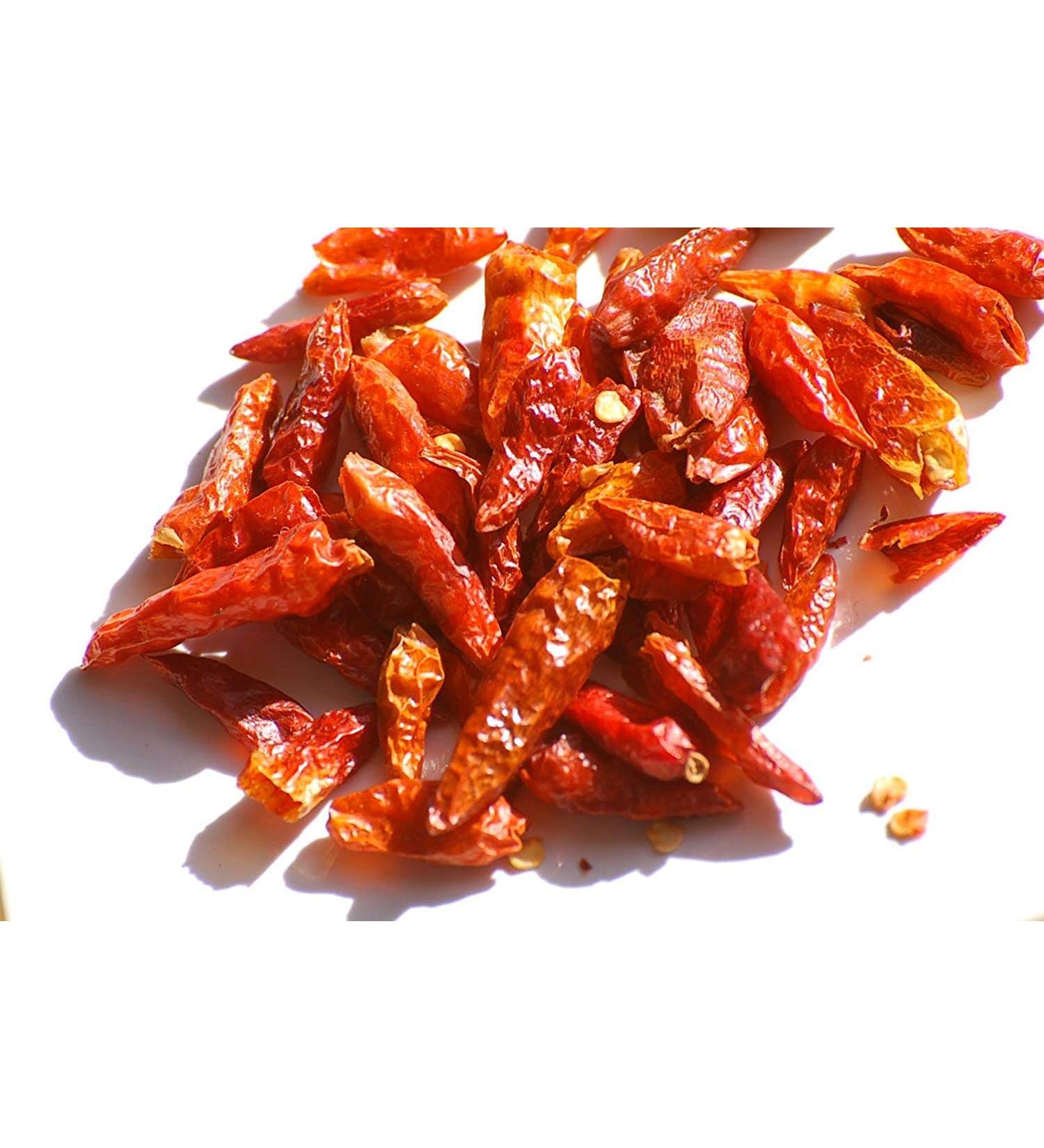 Shopper's Freedom 500g - Organic Sun-Dried Whole Thai Chili Peppers - Extra Warm Fruity Flavour - Cooking Curries Salads Herbs & Seasoning Chilli