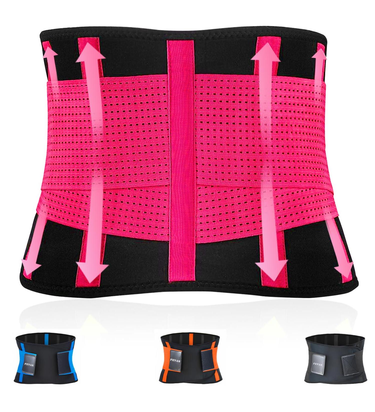 Fevan Lumbar Support for Men & Women | Pain Relief with Double Velcro Fasteners | L-XL Pink - Buy Online on GoSupps.com
