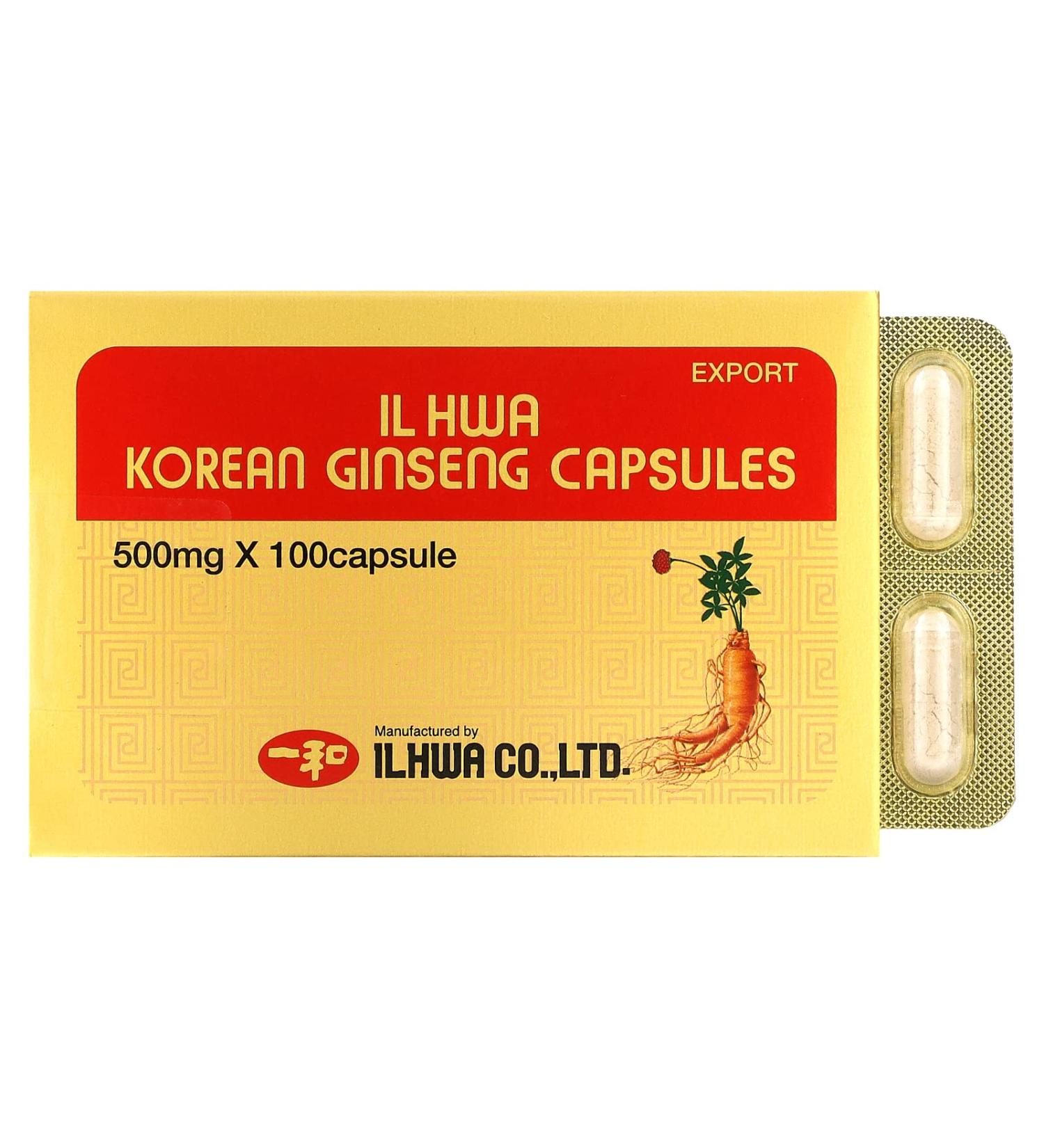Ilhwa Korean Ginseng Capsules 500mg - 100 Count for Energy & Wellness - Buy Online on GoSupps.com