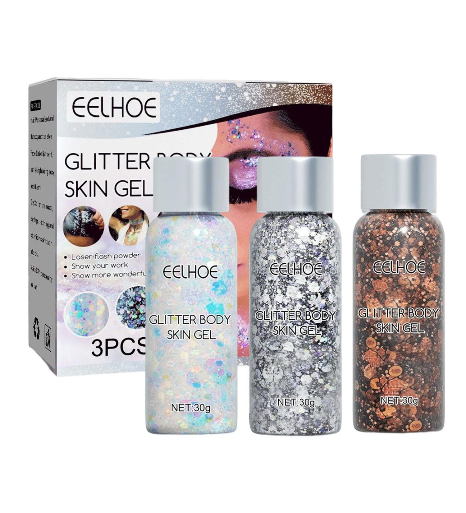5 Pcs Chunky - Face with 5 Colors - Sequin Gel Makeup Shimmering Eye Shadow for Cheekbones Eyelids Collarbones Hair Lips Nails Aviere - Buy Online on GoSupps.com