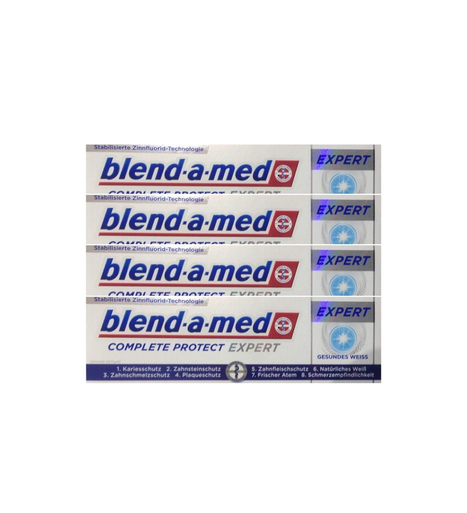 4x Blend a med Complete Protect EXPERT Healthy White 75ml Tin Fluoride Technology
