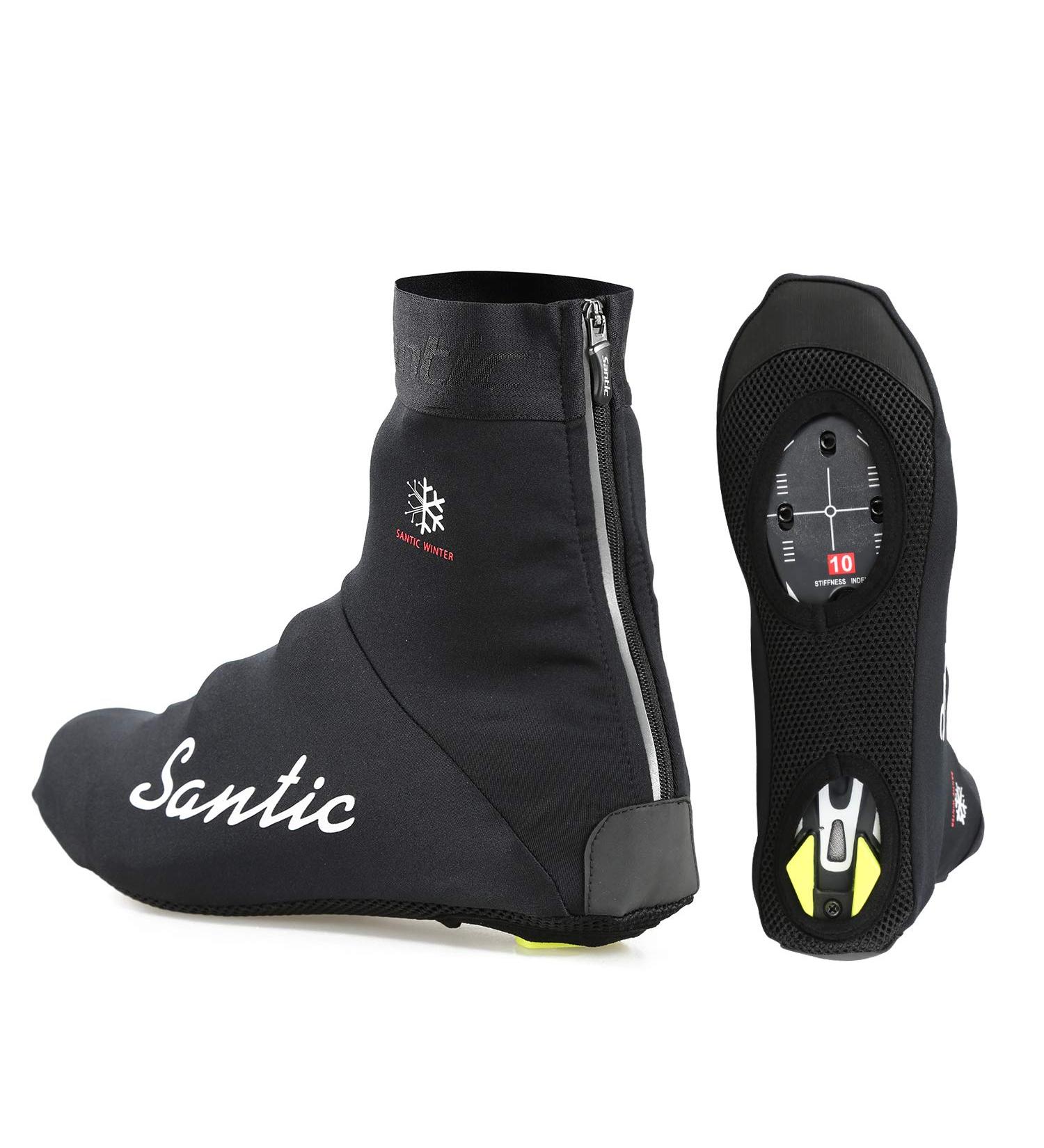 Santic Men's Cycling Shoe Covers - Windproof Thermal Overshoes for Road Bike - Black, Fleece Lined (Large) - Buy Online on GoSupps.com