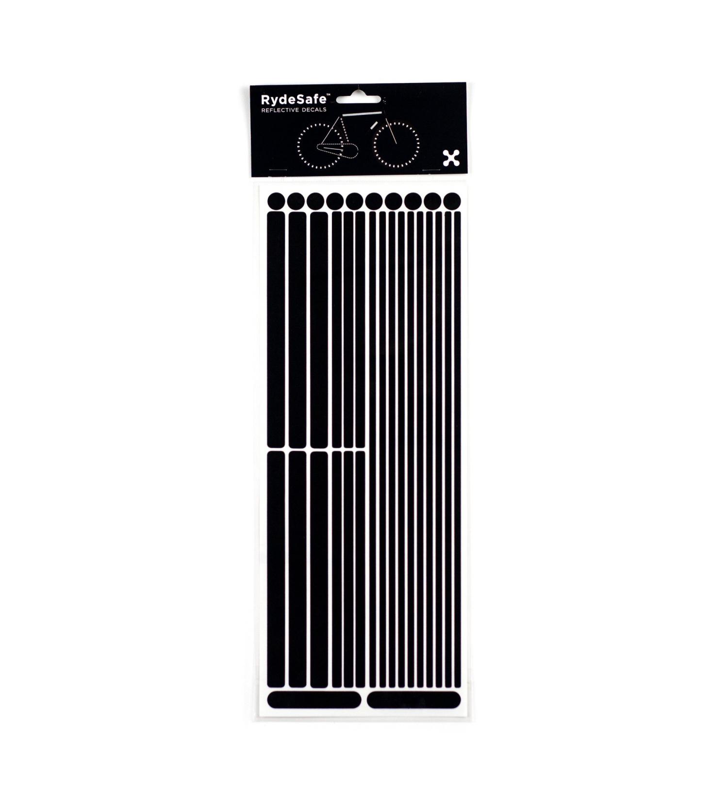 RydeSafe Reflective Decals Multi Stripes Kit Jumbo Black - High Visibility Safety for Cyclists - Buy Online on GoSupps.com