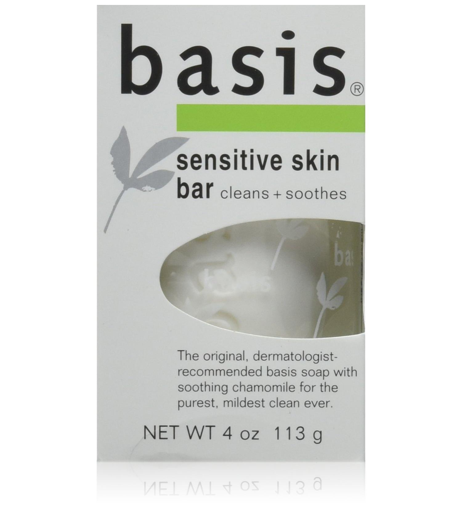 Basis Sensitive Skin Bar Soap 4 Ounce Bars (Pack of 4)