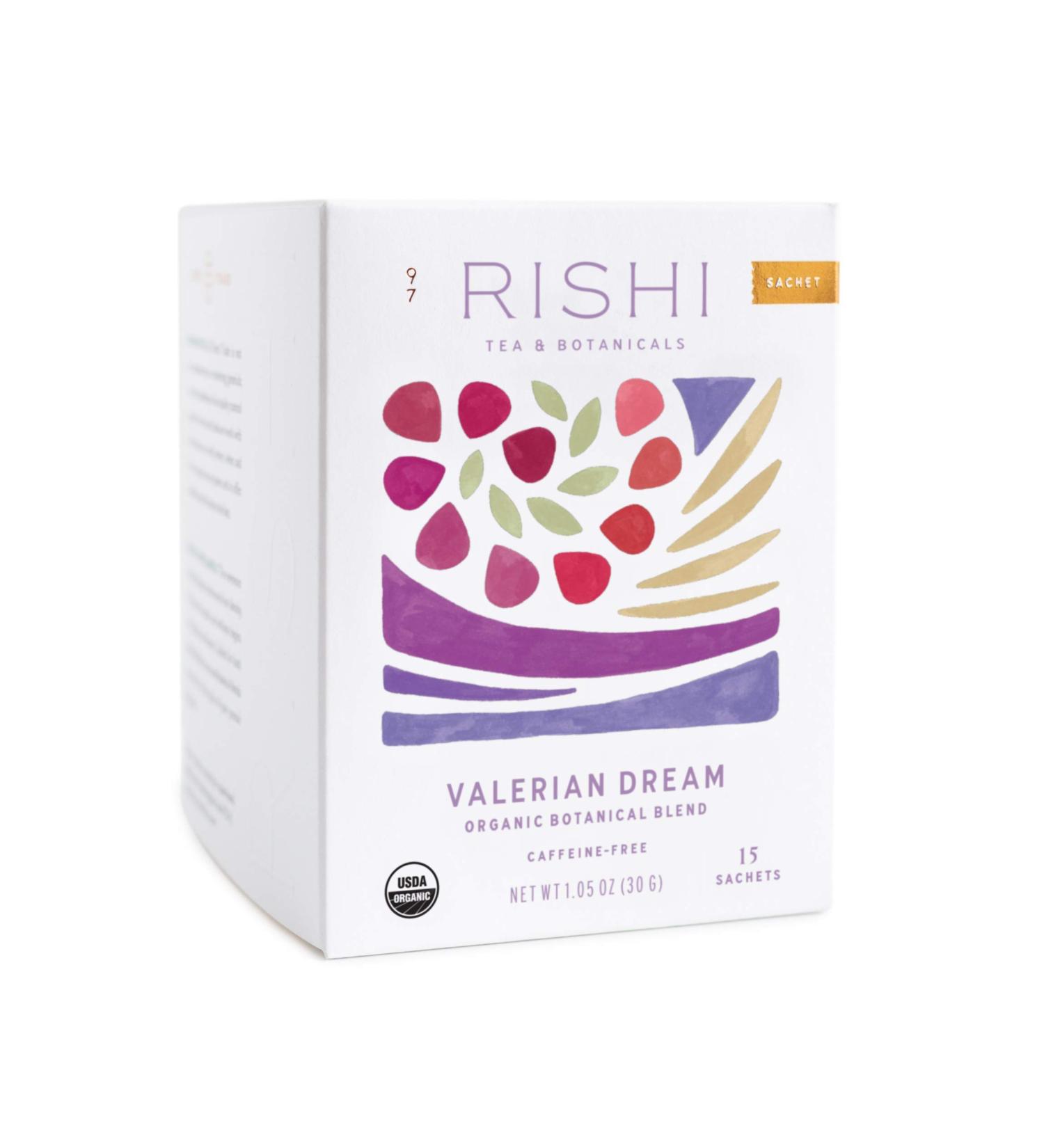 Rishi Tea Organic Valerian Dream Blend - Caffeine-Free, 15 Sachets (1.05 oz) for Better Sleep - Buy Online on GoSupps.com