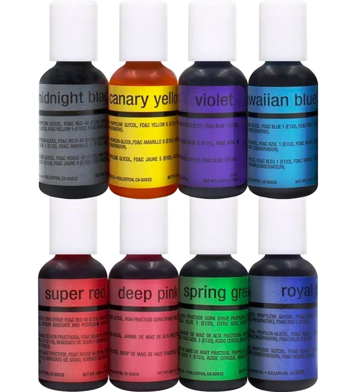 Chefmaster Airbrush Food Coloring Kit - 8 Pack True to Shade Colors - Fade-Resistant - Made in USA - 0.64oz (Pack of 8) - Buy Online on GoSupps.com