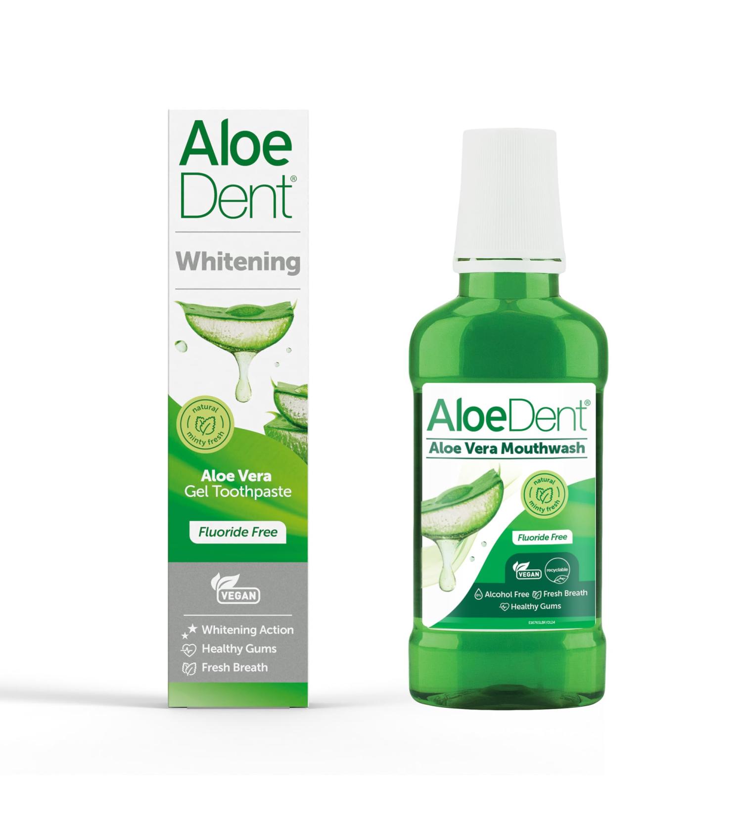 Aloe Dent AloeDent Natural Whitening Toothpaste without Fluoride 100ml and AloeDent Mouthwash 250ml