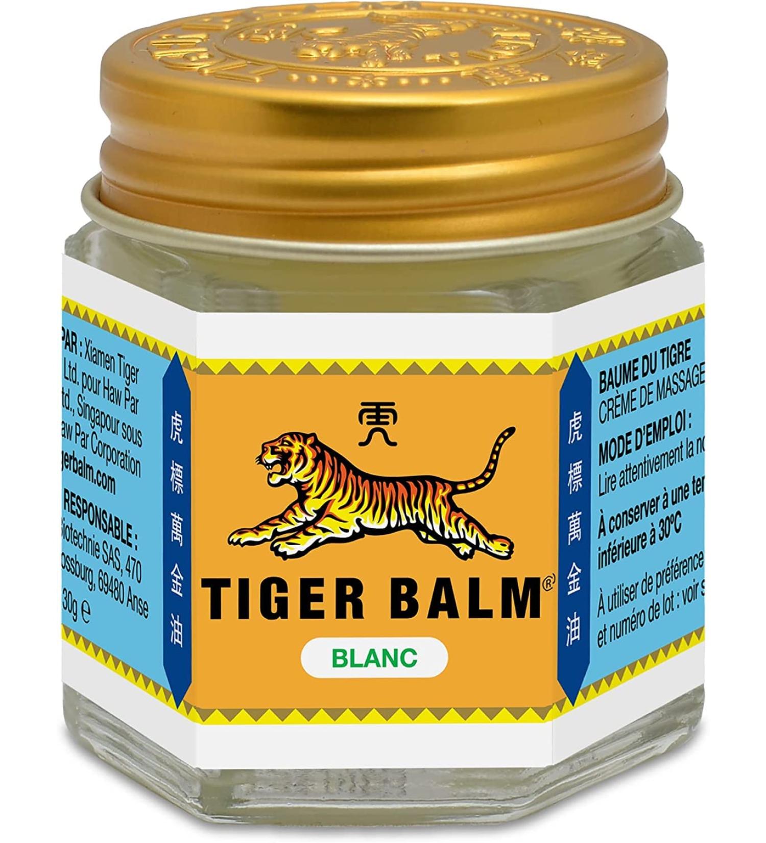 Tiger Balm - BAUME DU TIGRE Blanc - Baume effet froid - Parfum menthol - Pour sportifs apr s l'effort ou en massage de la poitrine ou des tempes. En massage pour se relaxer - 30 g 30 g (Lot de 1) 1 - Buy Online on GoSupps.com