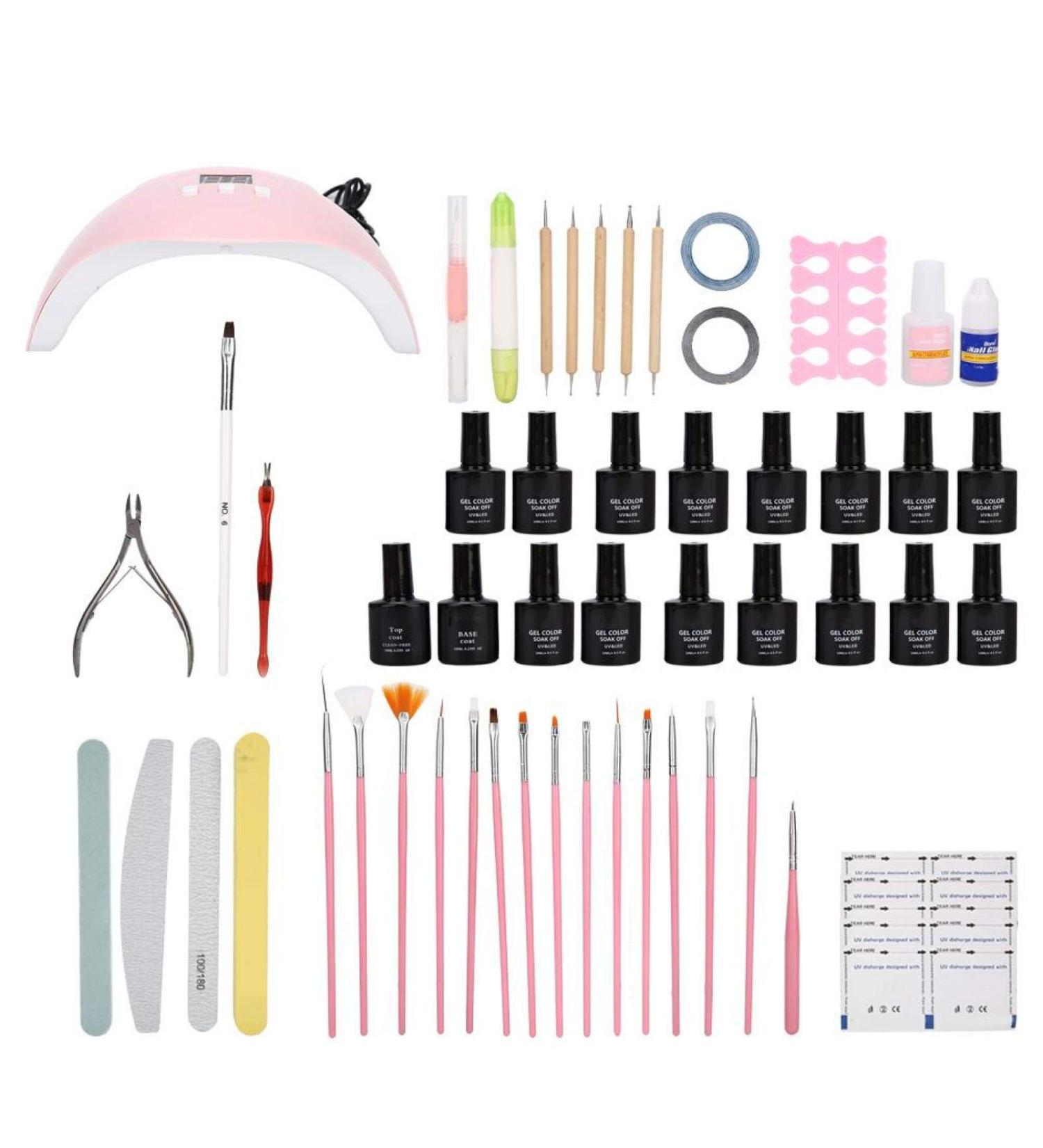Premium Gel Nail Polish Kit Complete Set with Nail Dryer Lamp Nail Art Tools & Manicure Essentials for Starters - Buy Online on GoSupps.com