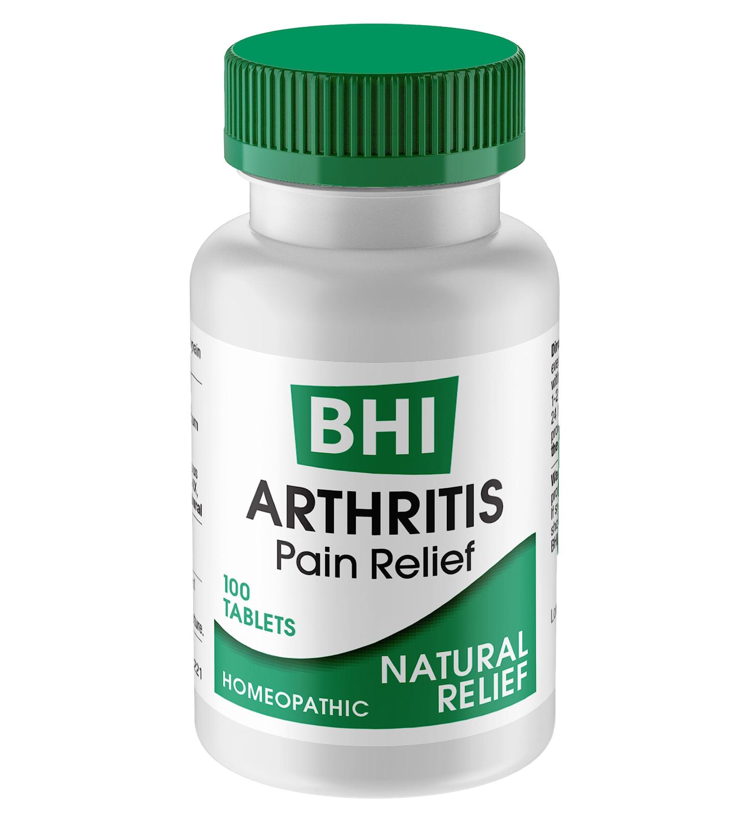 BHI Arthritis Pain Relief Tablets - Joint Health Support with Arnica & 13 Natural Actives | Homeopathic Blend for Minor Pain & Stiffness | 100 Tablets - Buy Online on GoSupps.com