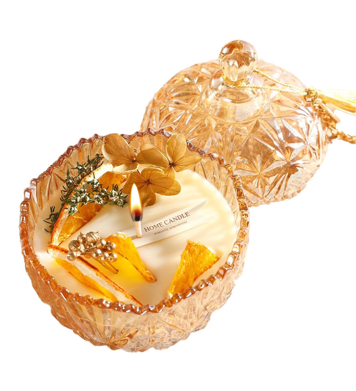 Relaxing Scented Candles for Home | Aromatherapy Jar Candle with Glass Cover - Perfect Gifts for Men & Women (Dried Orange - Buy Online on GoSupps.com