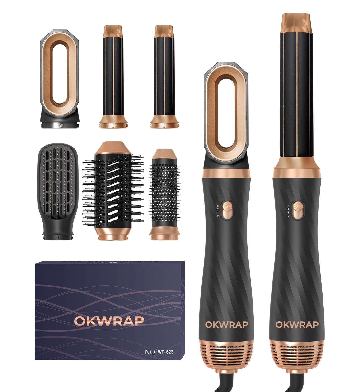 6 in 1 Air Styler - Versatile Airstyler with 6 Attachments for Drying Smoothing Curling & Volume - Black | Perfect for All Hair Types - Buy Online on GoSupps.com