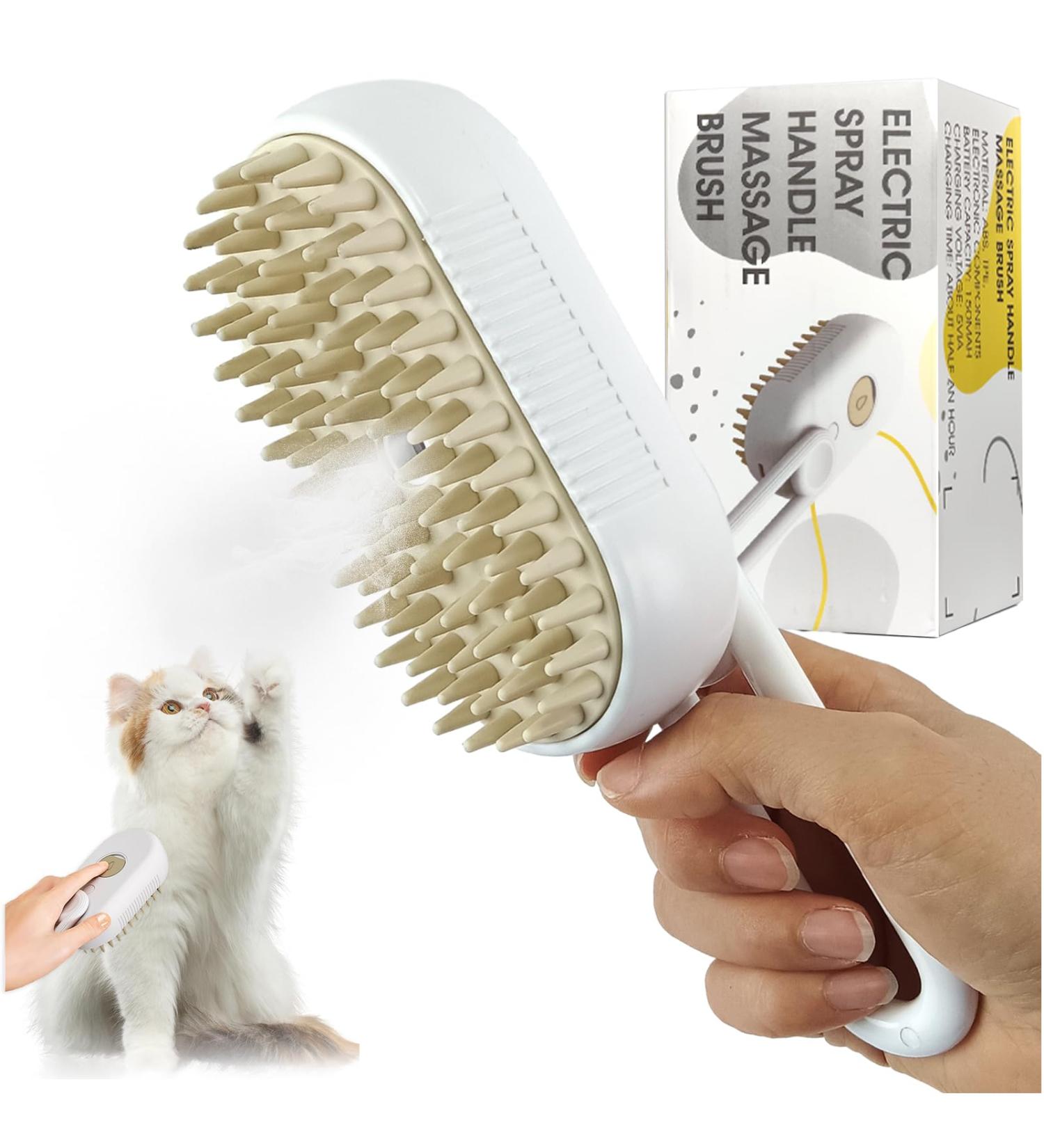 Cat Steam Brush 3 In1 Steamy Cat Brush Rechargeable Cat Brush With Spray Dog Brush Self Cleaning Steam Cat Brush Multifunctional Cat Grooming Brush for Massages Treatments Eliminate Flying Hair - Buy Online on GoSupps.com