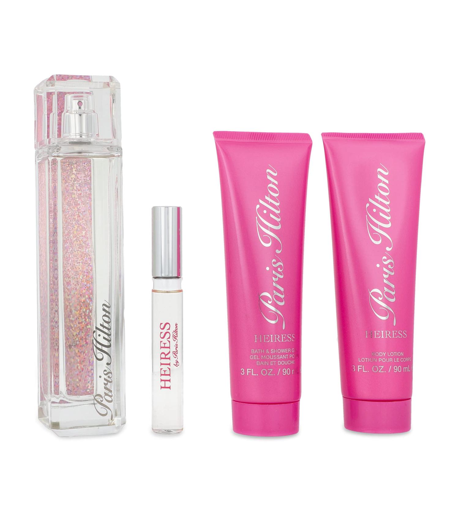 Paris Hilton Heiress 4 Piece Gift Set - 3.4 Oz Eau De Parfum Spray 0.34 Oz Eau De Parfum Spray 3.0 Oz Body Lotion 3.0 Oz Shower Gel | Fragrance For Women