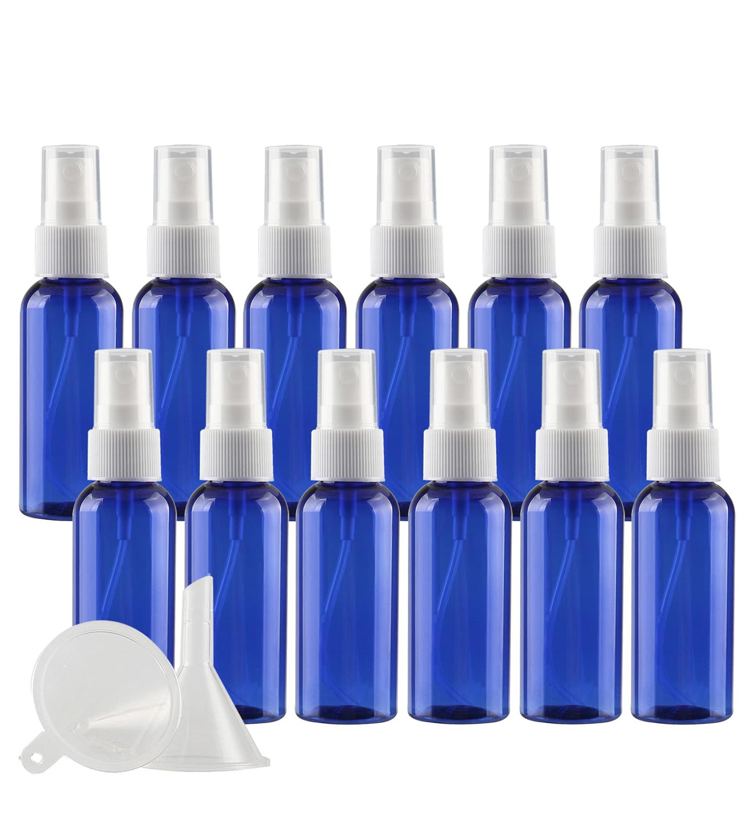 TIANZD 12 Pieces Empty 50 ml Blue PET Plastic Fine Mist Pump Spray Bottles with White Top Portable Sprayer for Perfume Water Cosmetic Travel Containers Refillable 2x Funnel - Buy Online on GoSupps.com