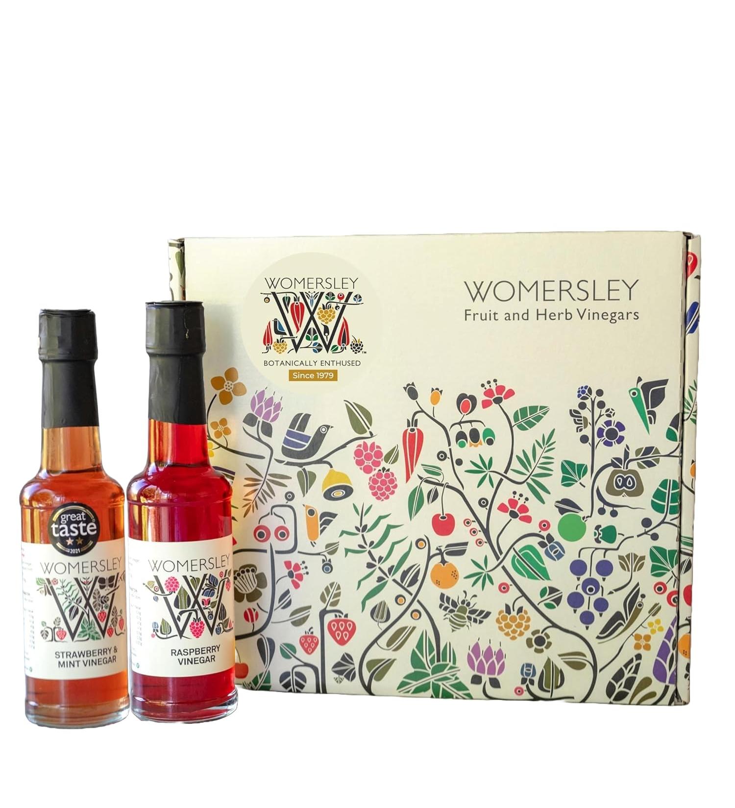 Womersley Gourmet presentation gift box with recipe cards - British Fine Fruit Vinegar for cooking salad dressing marinades Great Taste Award Winners (2 x 150ml) - Buy Online on GoSupps.com
