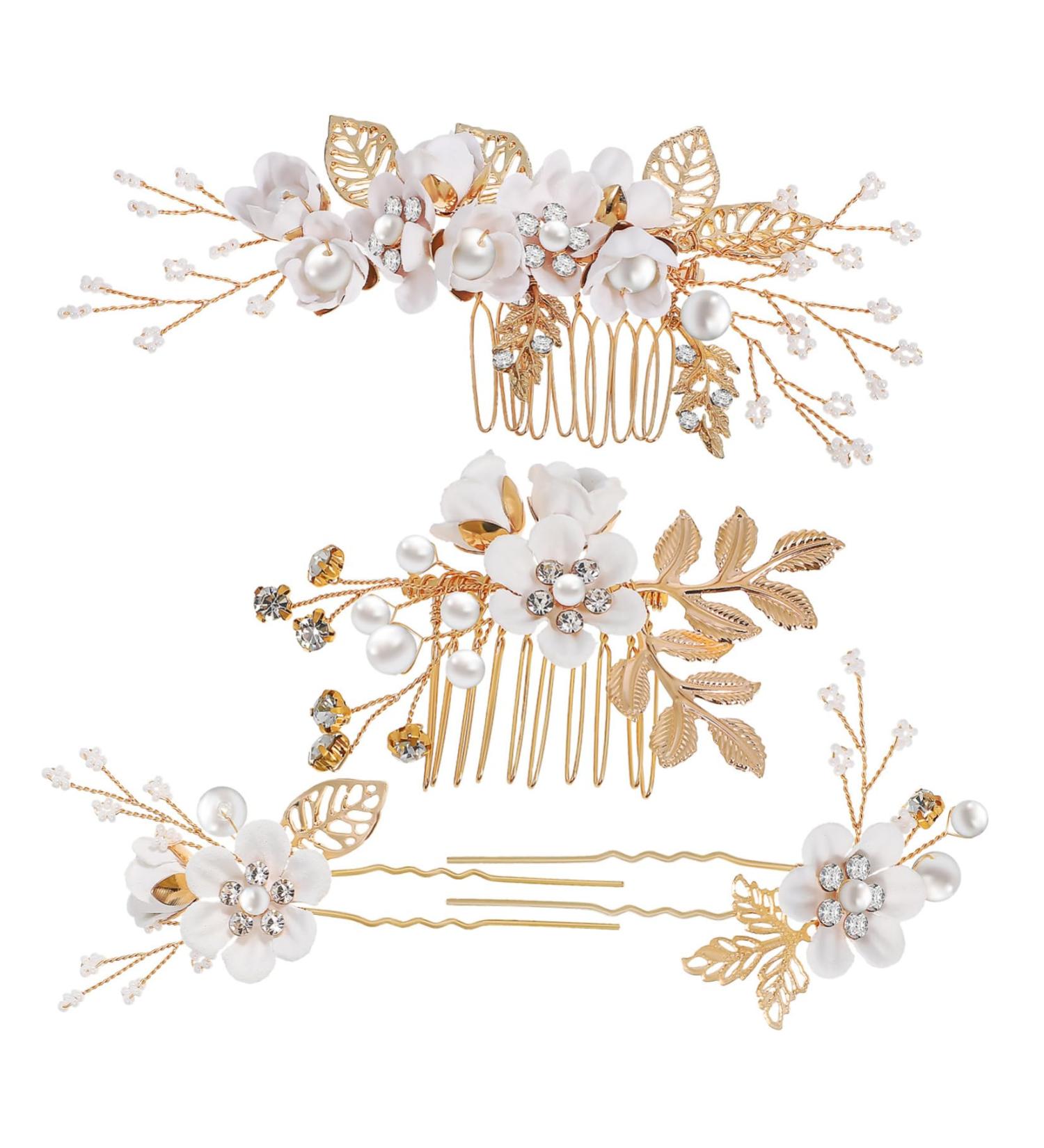 MERRYHAPY 1 Set Comb Set Bride Headdress Wedding Hair Comb Bridal Hair Side Comb Wedding Hair Accessory Hair Side Combs Wedding Hair Pin Decorative Hair Combs Flower Bridal Combs Pearl White - Buy Online on GoSupps.com