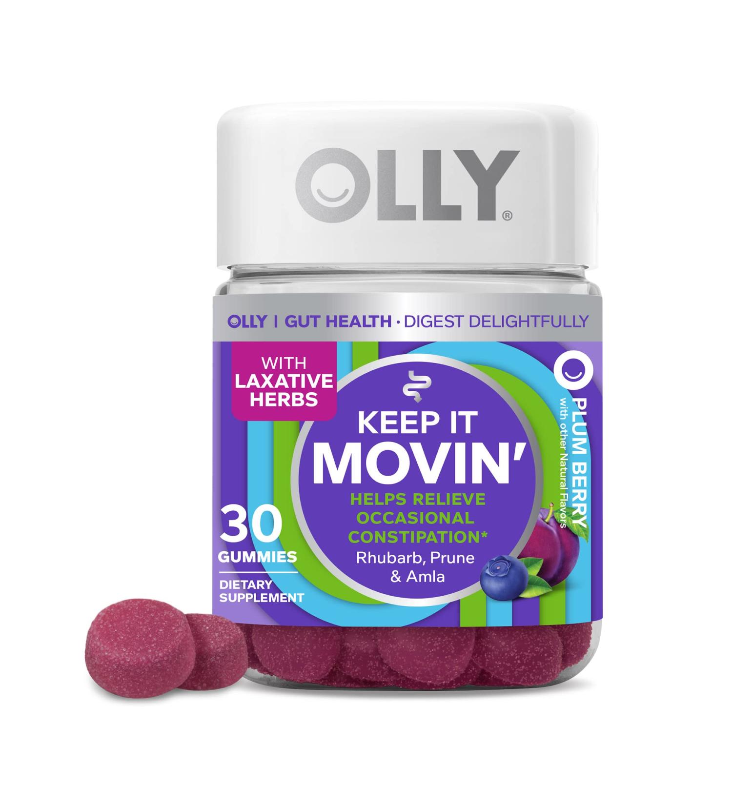 OLLY Keep it Moving Constipation Relief Supplement - 30ct Plum Berry Flavor - Buy Online on GoSupps.com