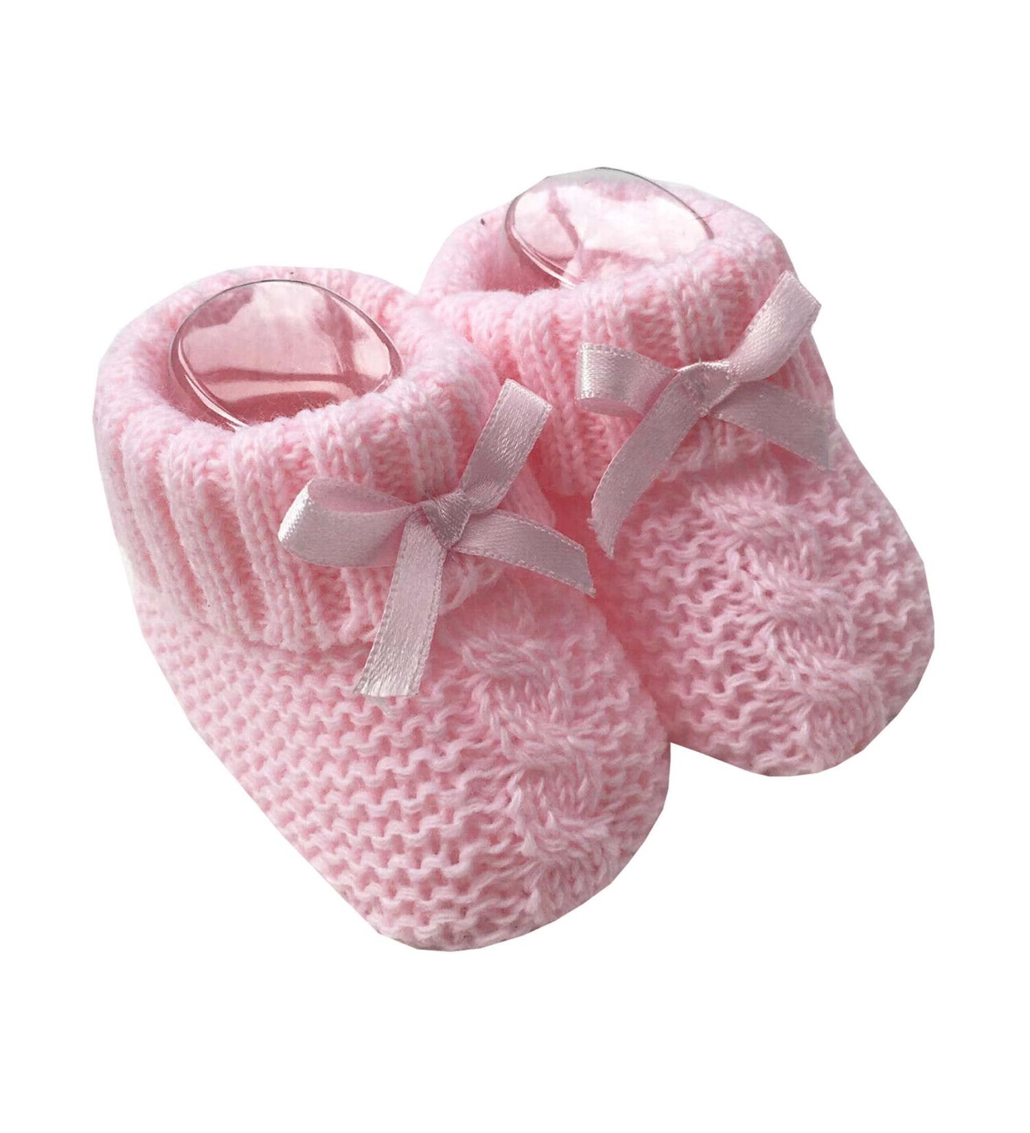 Royal Icon Newborn Baby Booties with Bow | Soft Knitted Bootees for Boys & Girls | 0-3 Months | Ideal for Indoor & Outdoor Use | RI354 - Pink - Buy Online on GoSupps.com