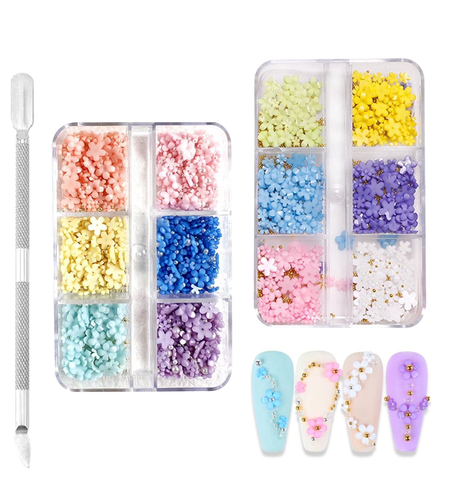 3D Flower Nail Charms Colorful Flower Nail Art Resin Blossom Rhinestone Nail Art Decoration Nail Art Charms Nail Pearls Jewelry Accessories DIY Crafts with Dual Head Nail Cuticle Pusher - Buy Online on GoSupps.com