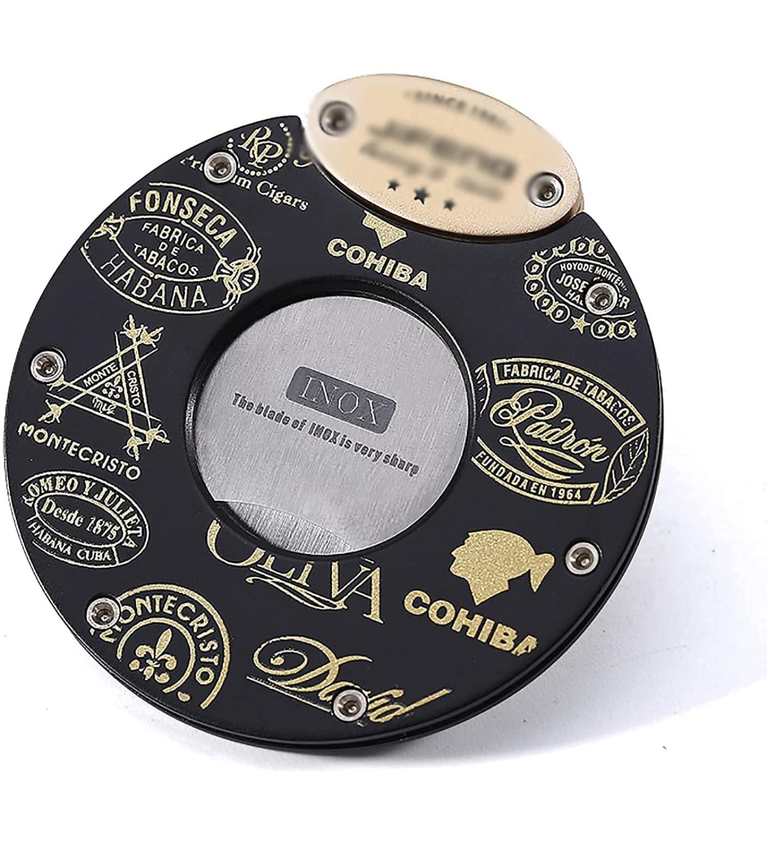 Cigar Cutter Accessories Cigar Metal Plating Engraving Portable Cigar Round Stainless Steel Cigar Scissors - Buy Online on GoSupps.com