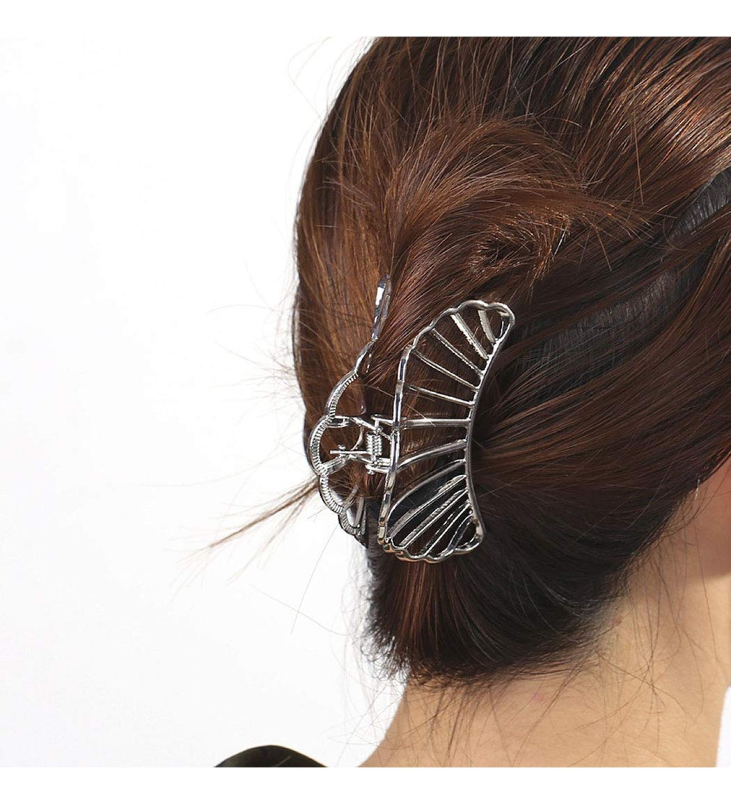 Yean Geometric Hair Claw Clip for Thick Hair - Silver Metal Jaw Clamp for Women and Girls - Buy Online on GoSupps.com