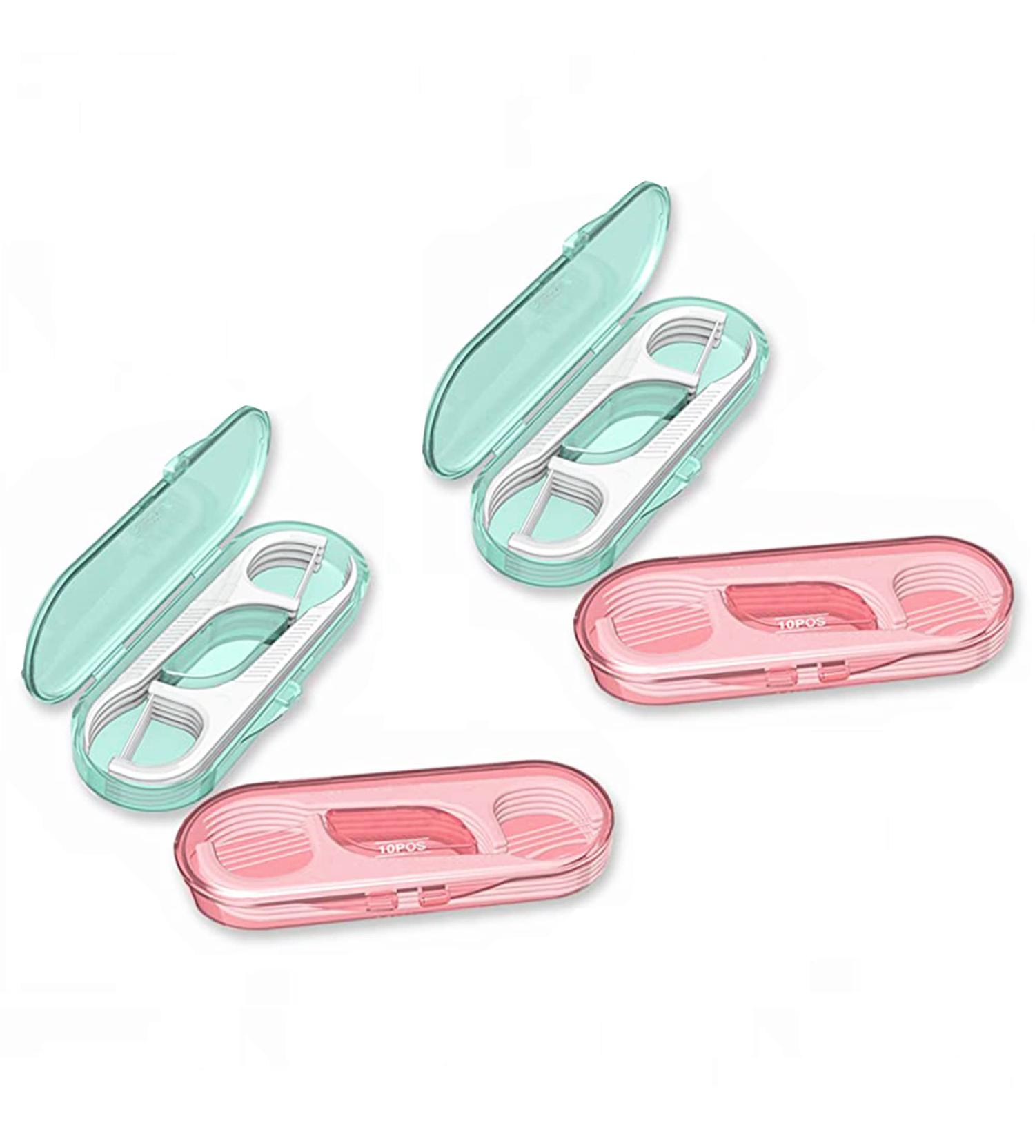 High Toughness Dental Floss Picks - 20 Threader Flossers with 2 Storage Cases - Family, Hotel, and Travel Flossing - Pink and Green - Buy Online on GoSupps.com