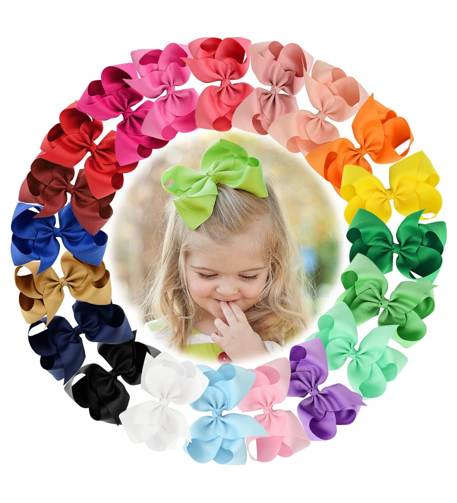 20PCS 6 Inches Large Hair Bows Alligator Clips Grosgrain Ribbon Hair Barrettes for Kids Toddlers Teens - Buy Online on GoSupps.com
