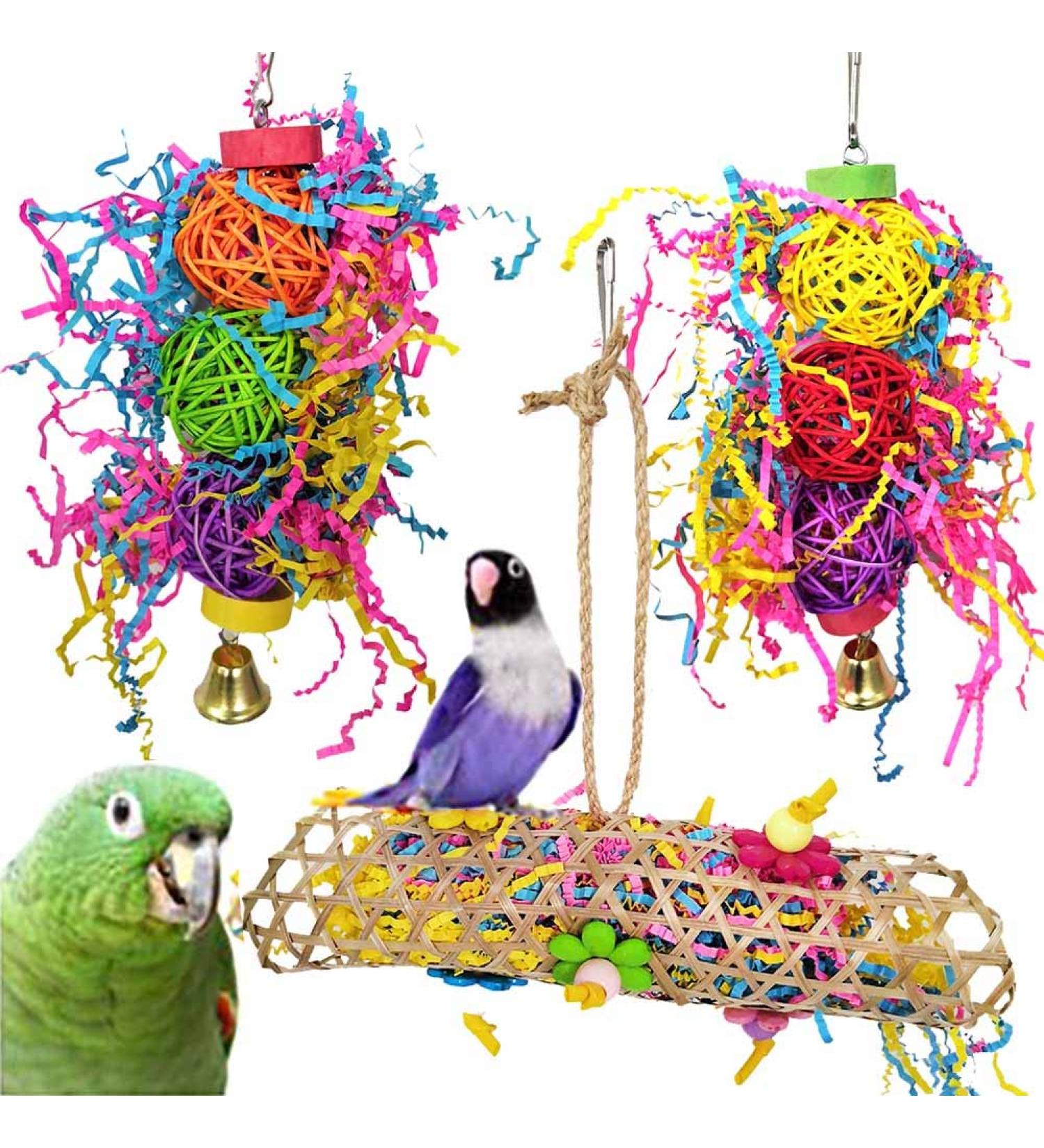3 Packs Bird Parrot Toys Bird Chewing Foraging Shredder Toy Bird Cage Hammock Hanging Swing with Bells for Small Bird Parakeets Cockatiels Conures Budgie Lovebirds Hummingbird - Buy Online on GoSupps.com