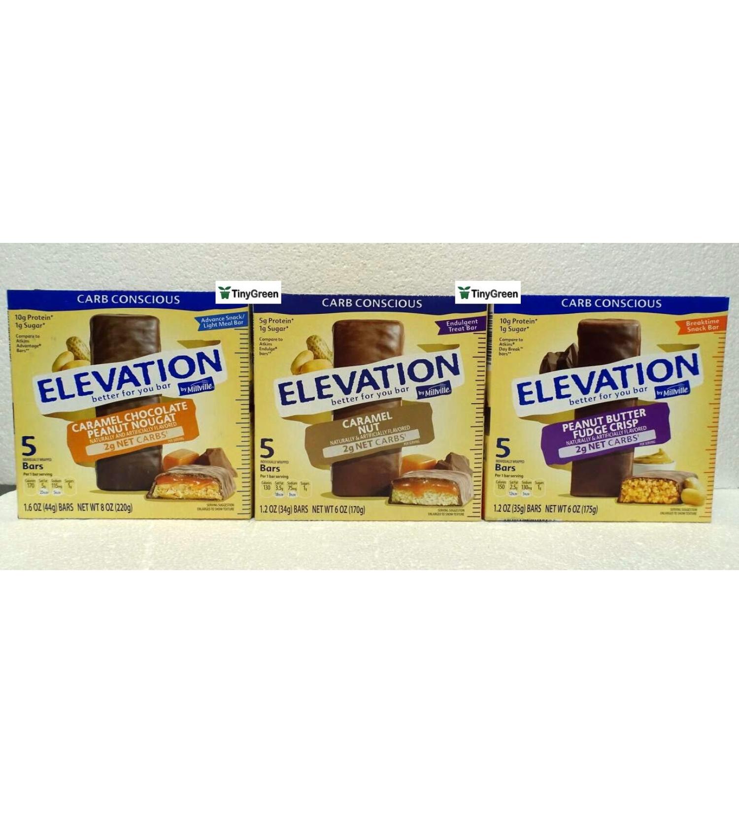 Elevation by Millville Protein Bars Carb Conscious 3 Variety Flavors Bundle (Pack of Three)
