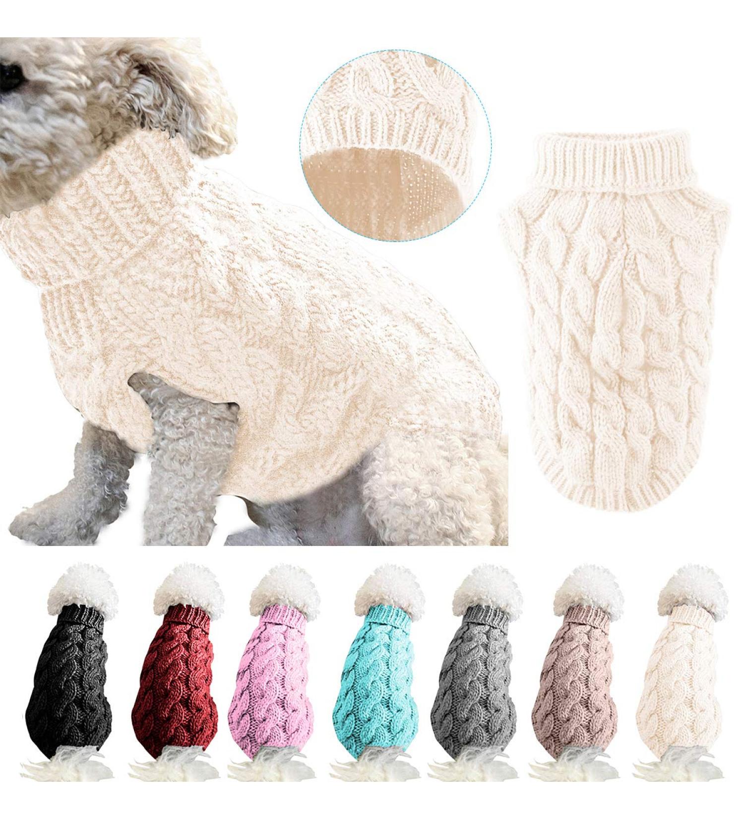 Shop Tower Collar Knitting Sweater for Pets - Winter Warmer for Dogs & Cats (L White) - Thick Knitted Coat for Small Medium & Large Animals - Buy Online on GoSupps.com
