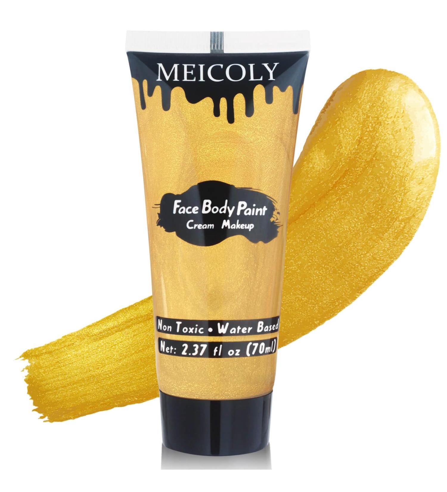 MEICOLY Cream Metallic Gold Face & Body Paint - Water-Based 2.37Oz Tube for Adults & Kids | Professional Gold Makeup for Halloween & Cosplay - Buy Online on GoSupps.com