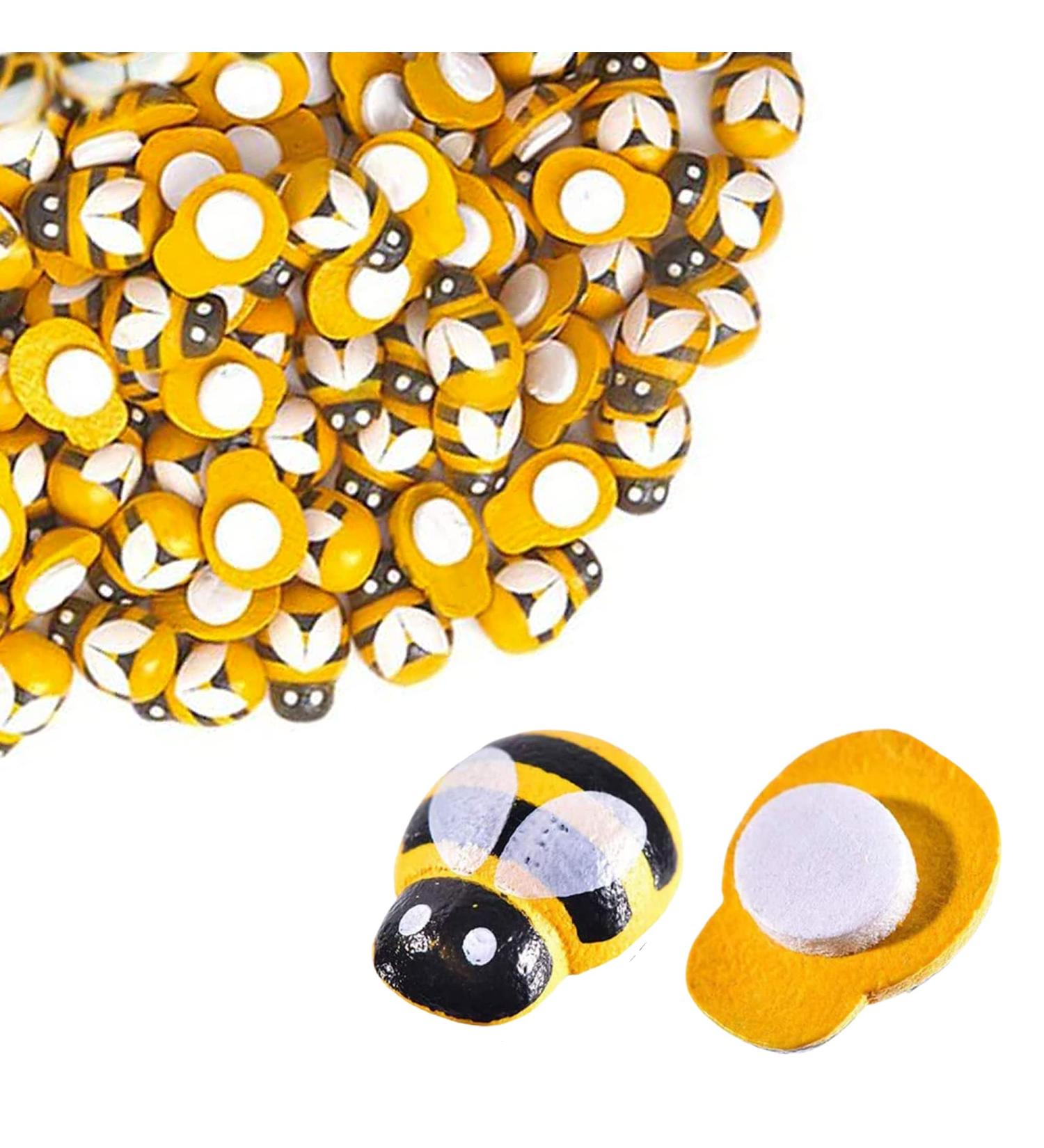 Lxnoap Mini Wooden Bees - 100 Pack Adhesive Embellishments for DIY Crafts and Scrapbooking - Buy Online on GoSupps.com
