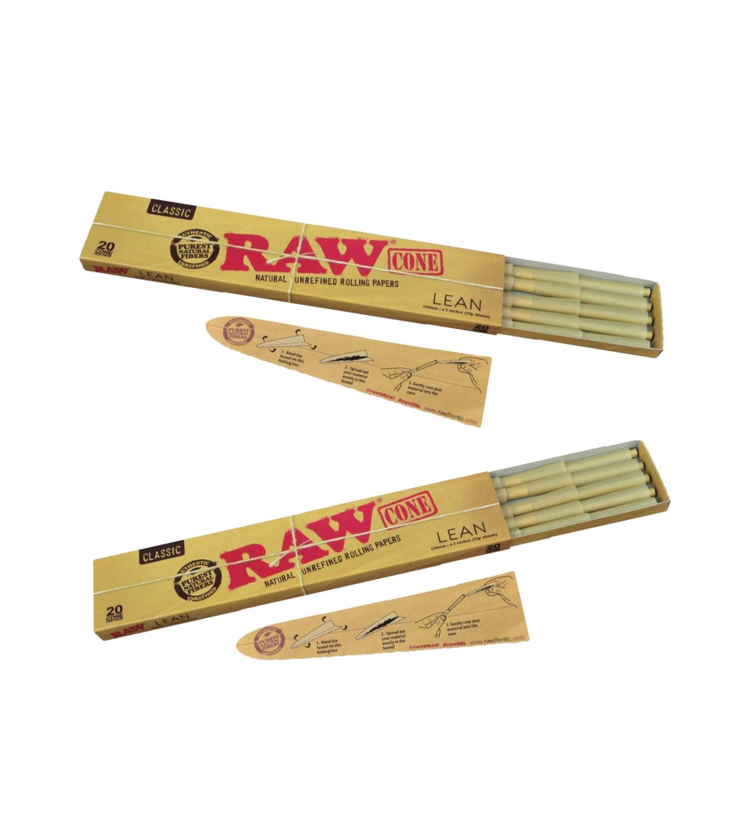Raw Classic Lean Cones - Natural Unrefined Rolling Paper - 20 Pre-rolled Cones Per Pack (2 Pack) 20 Count (Pack of 2) - Buy Online on GoSupps.com